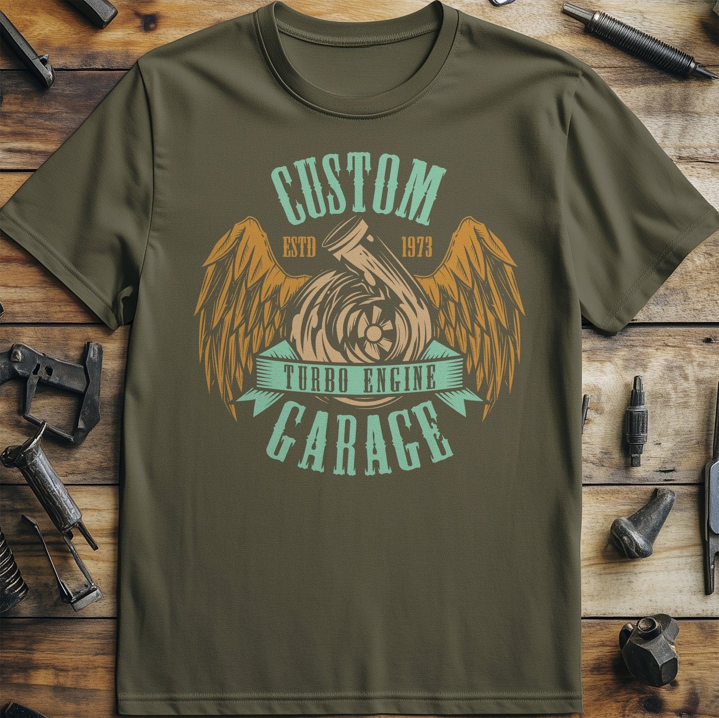 Custom Turbo Engine Garage T-shirt
