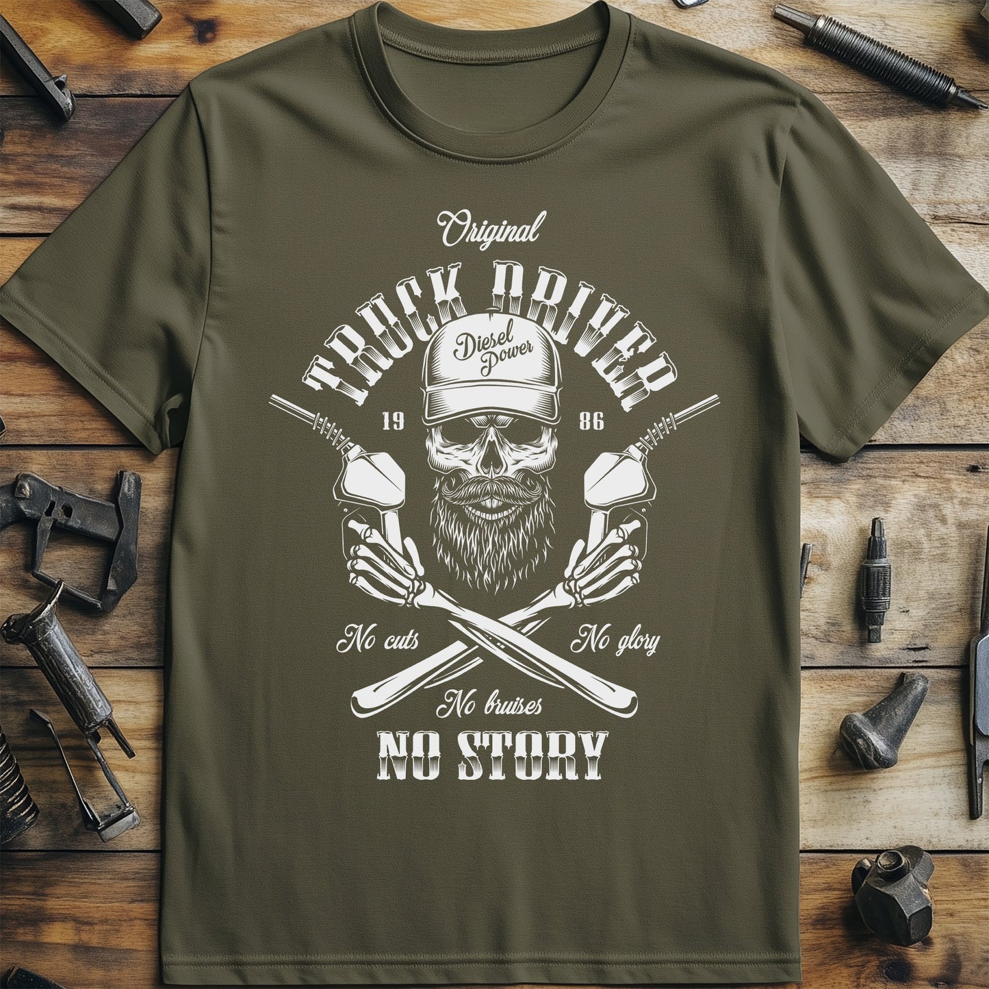 Original Truck Driver Skull Beard T-shirt