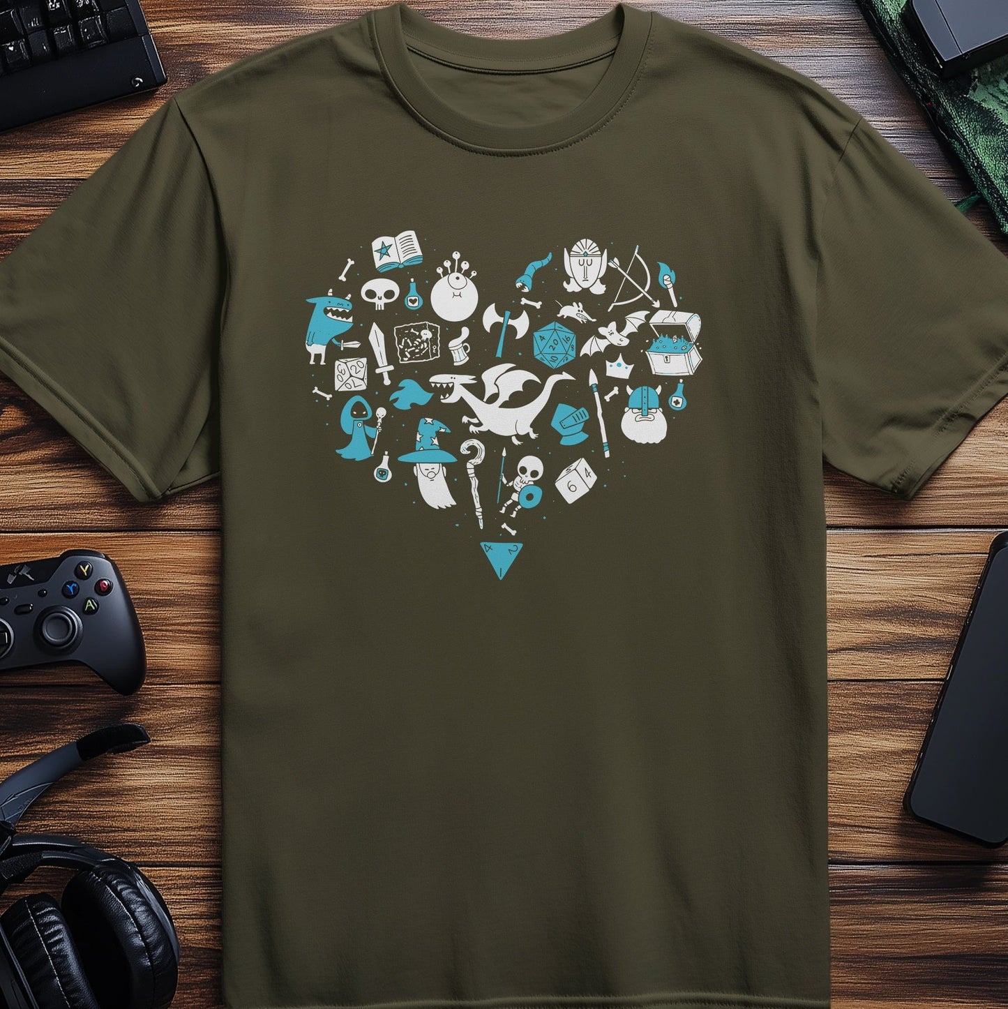 I Love Gaming Heart-Shaped T-Shirt