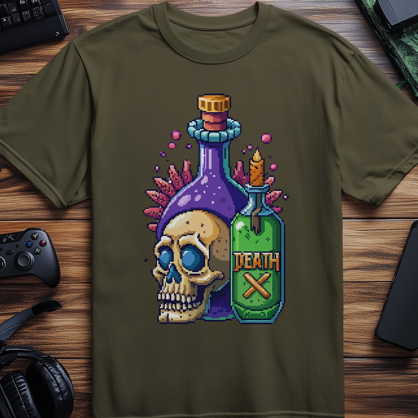 Pixel 30 Skull & Bottle T-Shirt Skull