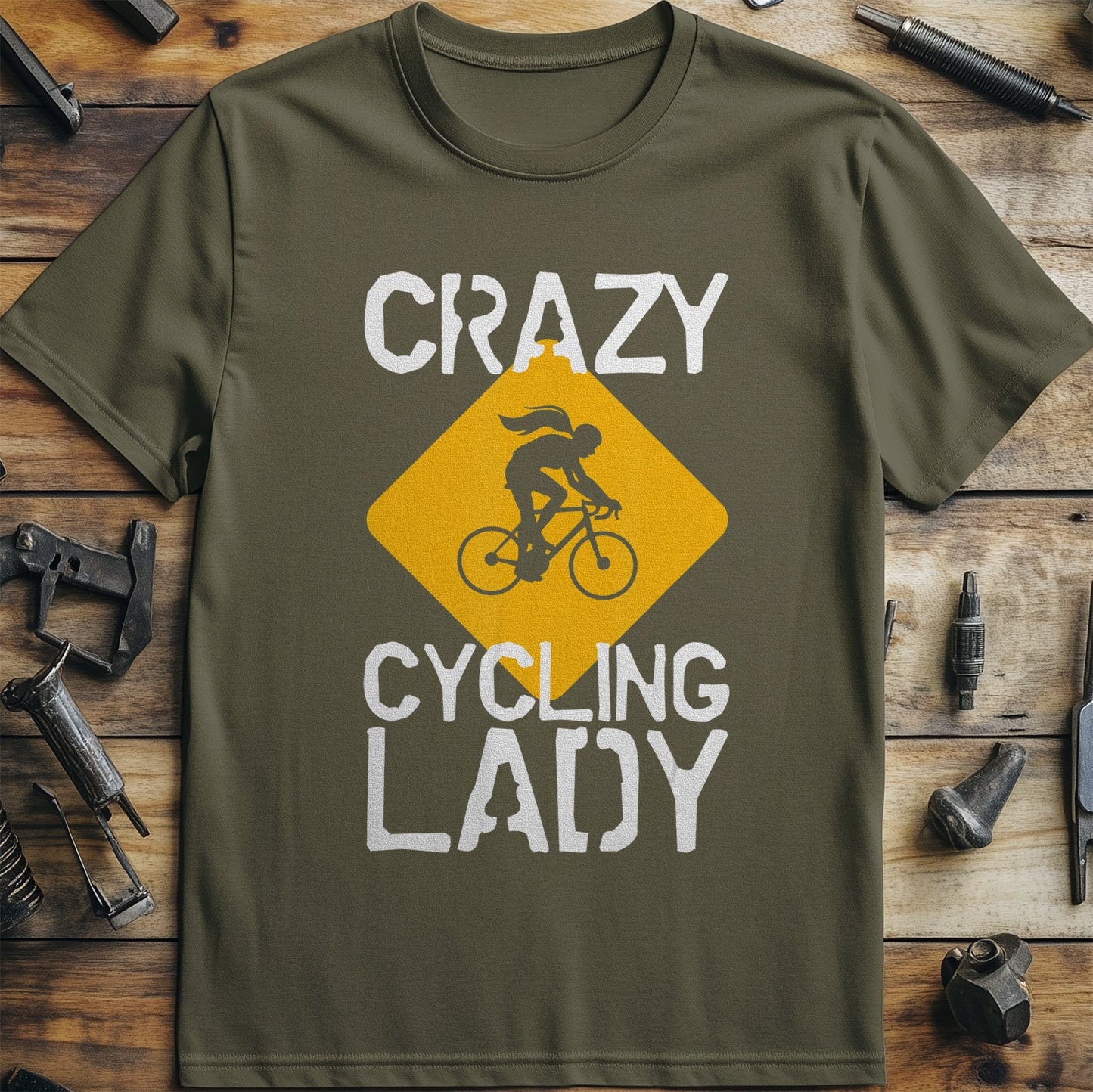 Crazy Cycling Lady T-Shirt
