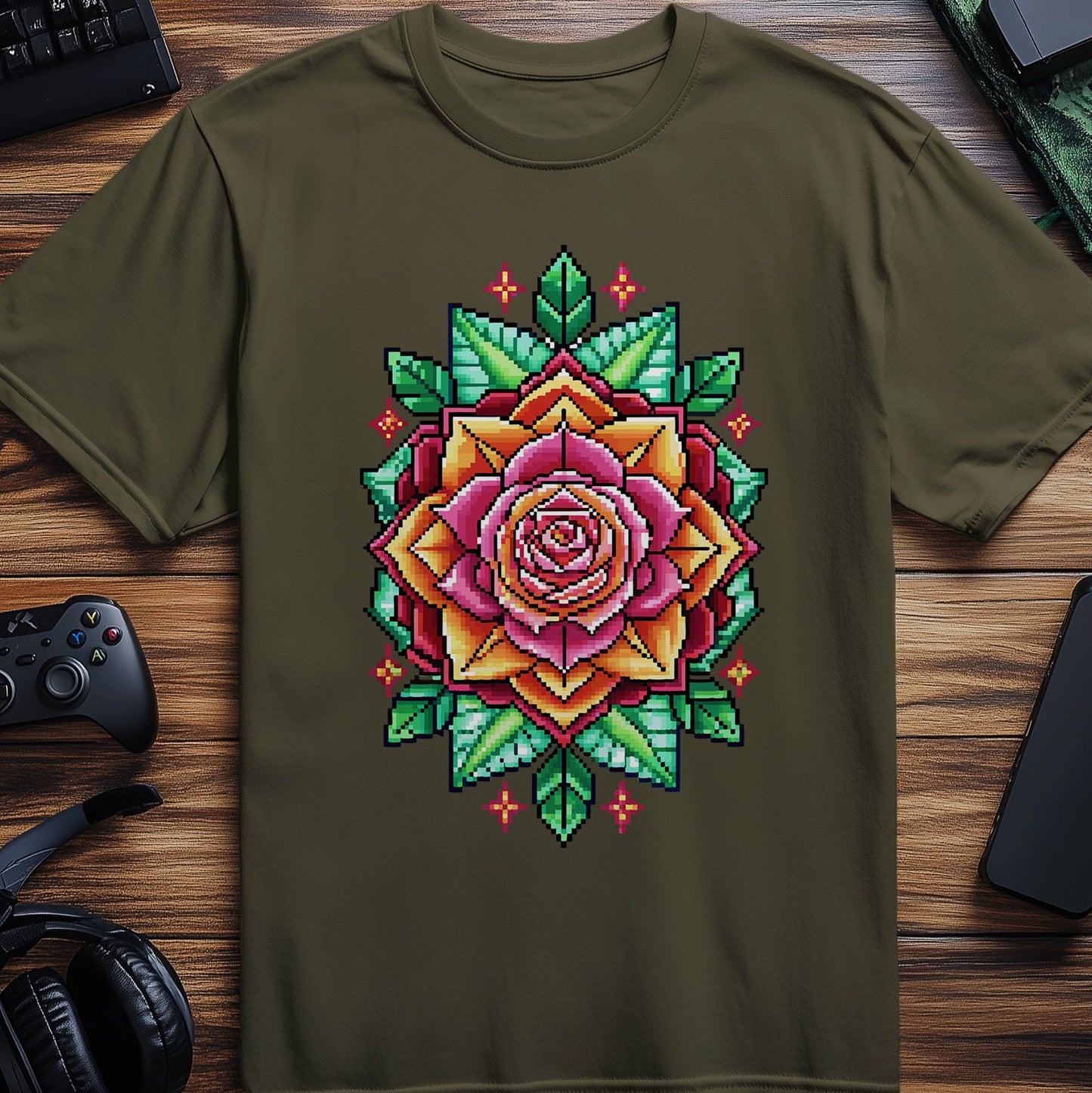 Pixel 66 T-shirt - Where Roses Meet Pixels!