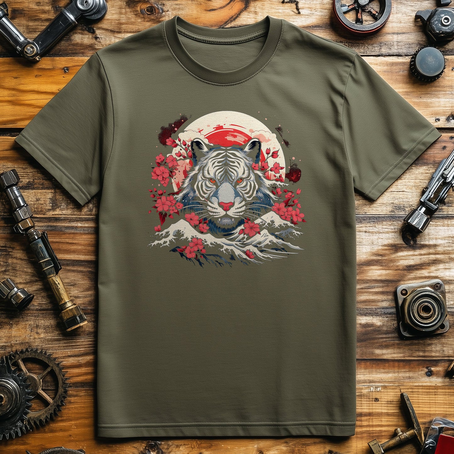 White Tiger Jap T-Shirt - Roar with