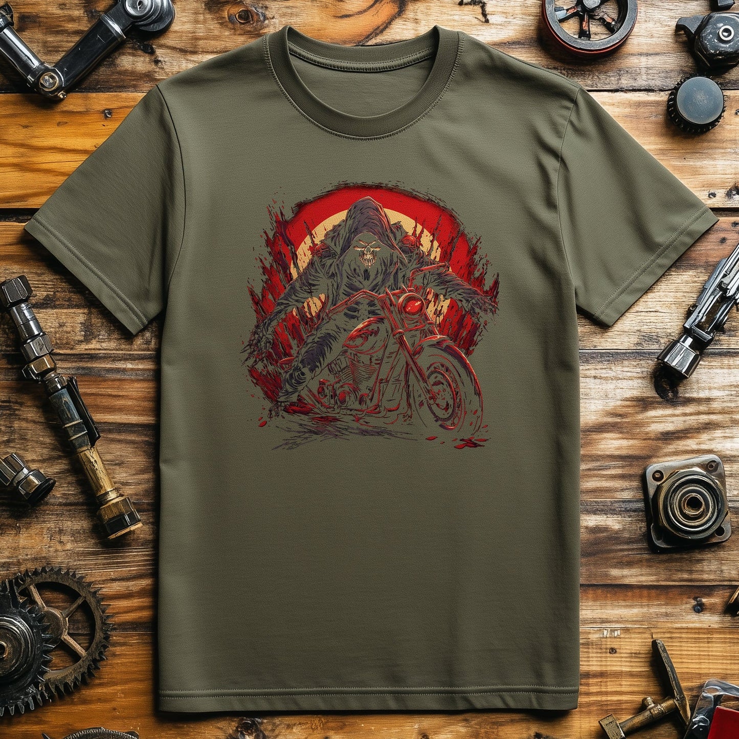 Grim Biker 3 T-shirt - Skeleton on a