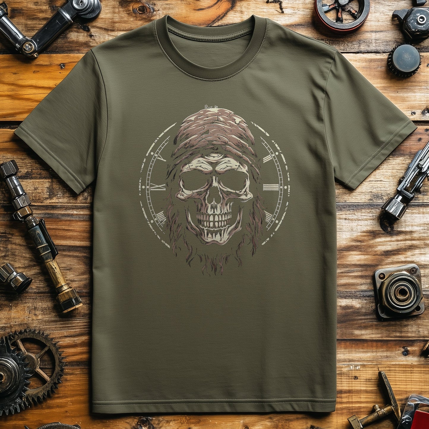 Time-Skull-2 T-shirt: Bearded Skull