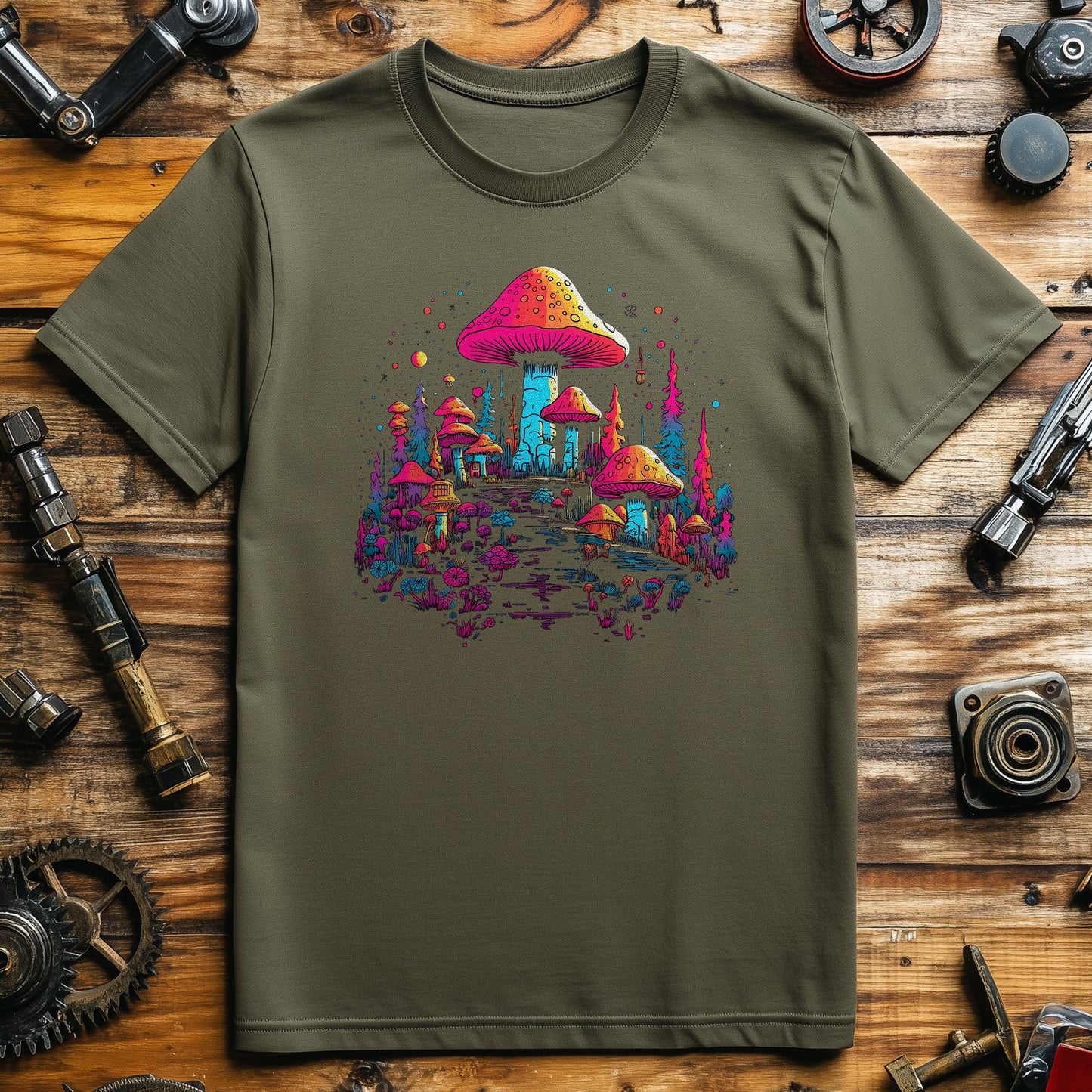 Trippy Mushroom City T-shirt – Enter