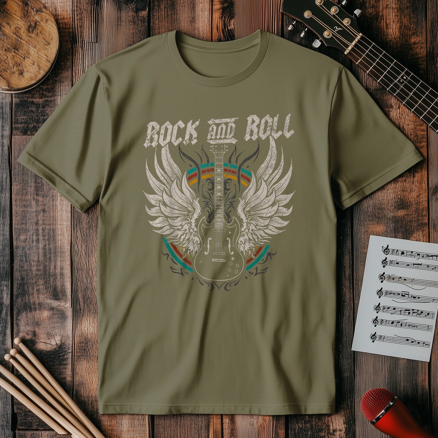 Rock and Roll Guitar Winged T-Shirt
