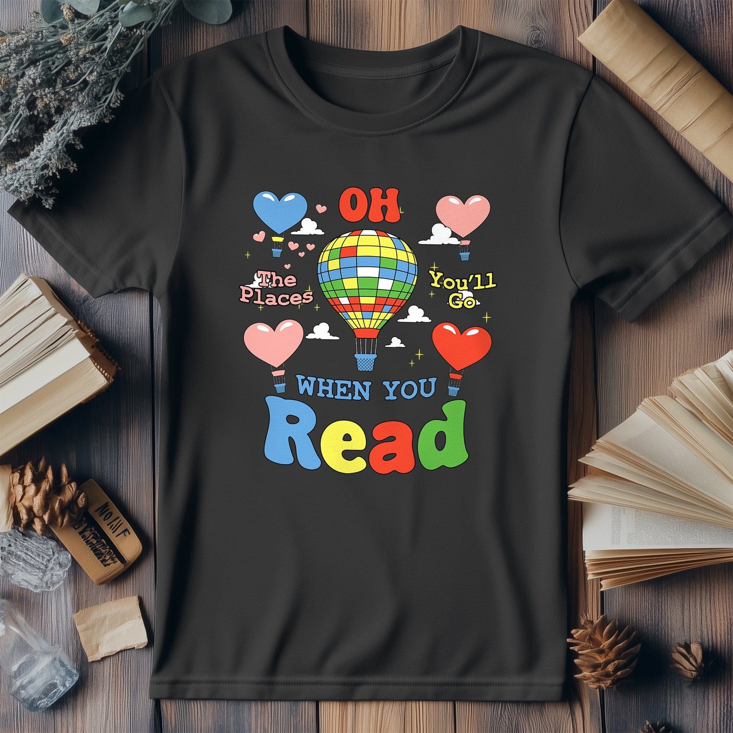 Hot Air Balloon Reading t-shirt