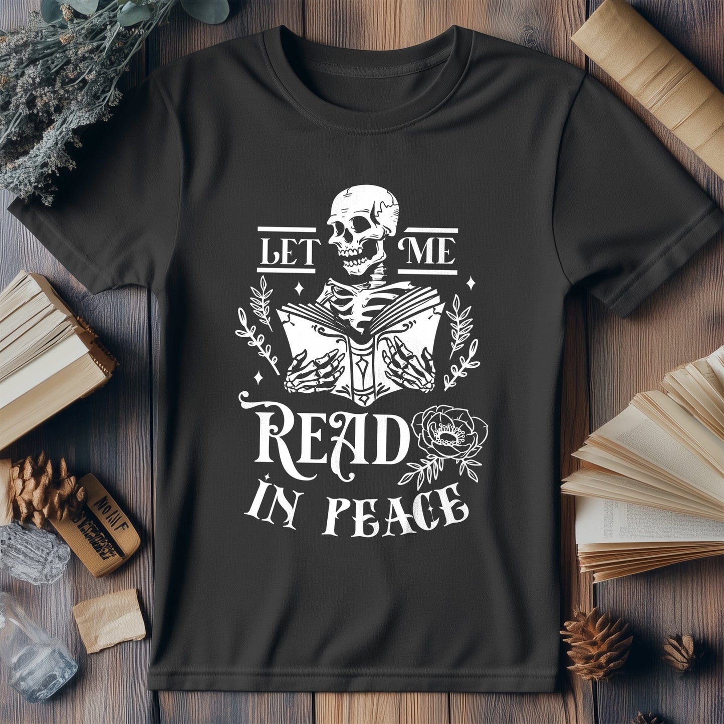 Let Me Read WH - Skeleton Reading T-Shirt