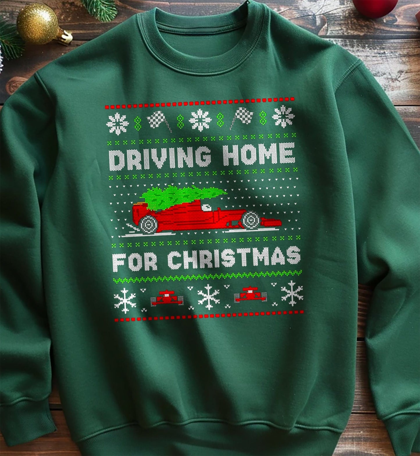 F1 Car Driving Home for Christmas Sweatshirt