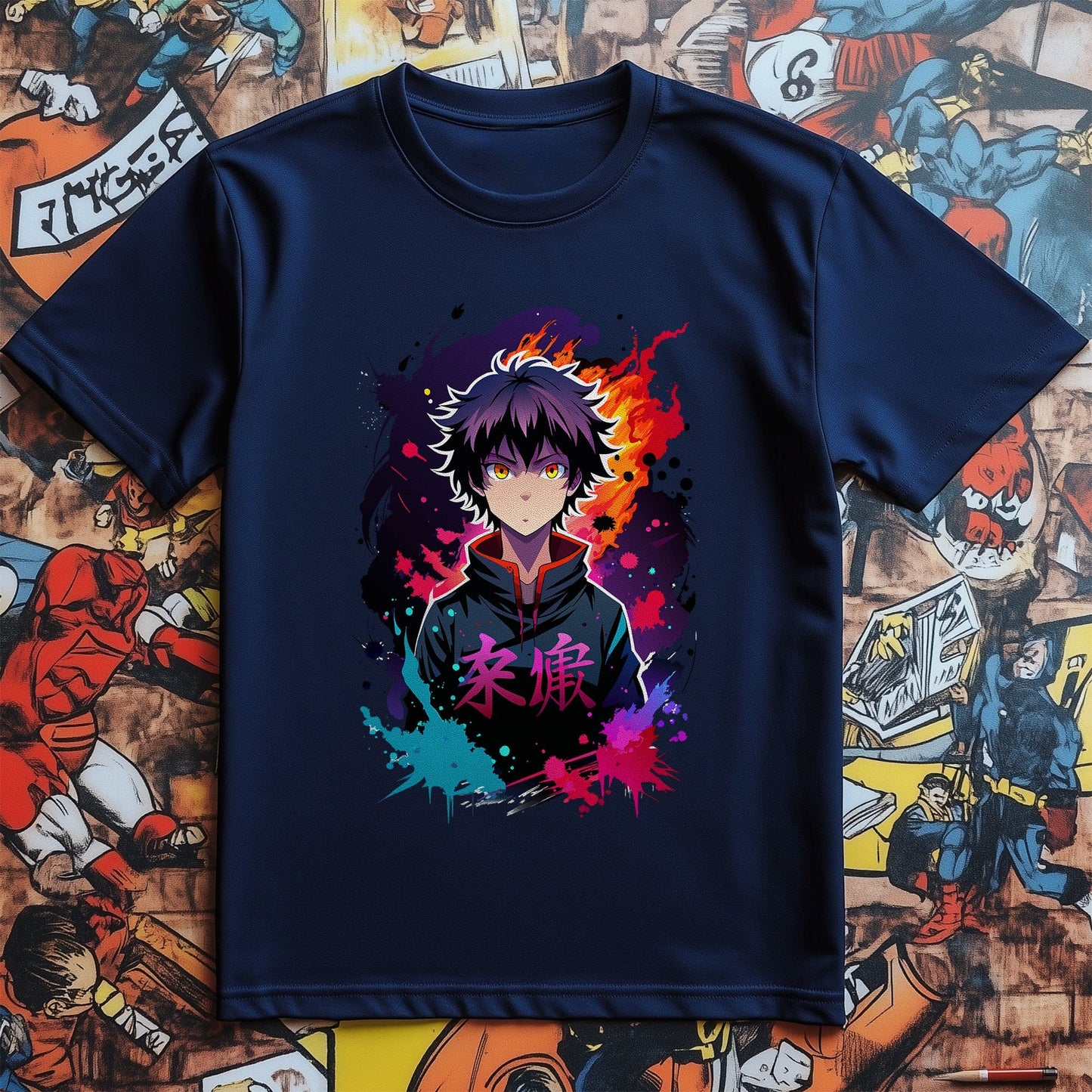 Ink Splat Anime Boy T-Shirt