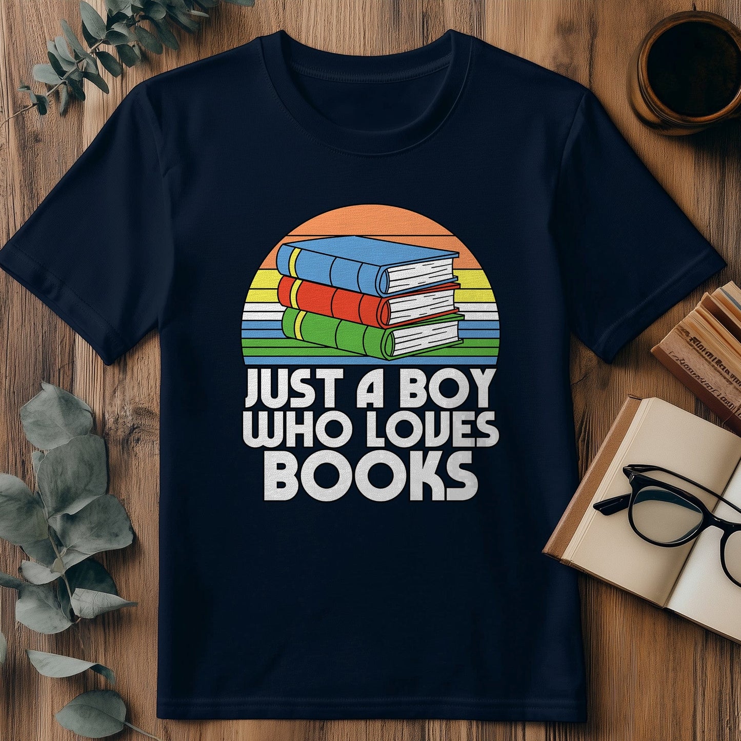 Just a Boy Who Loves Books Kids Tee