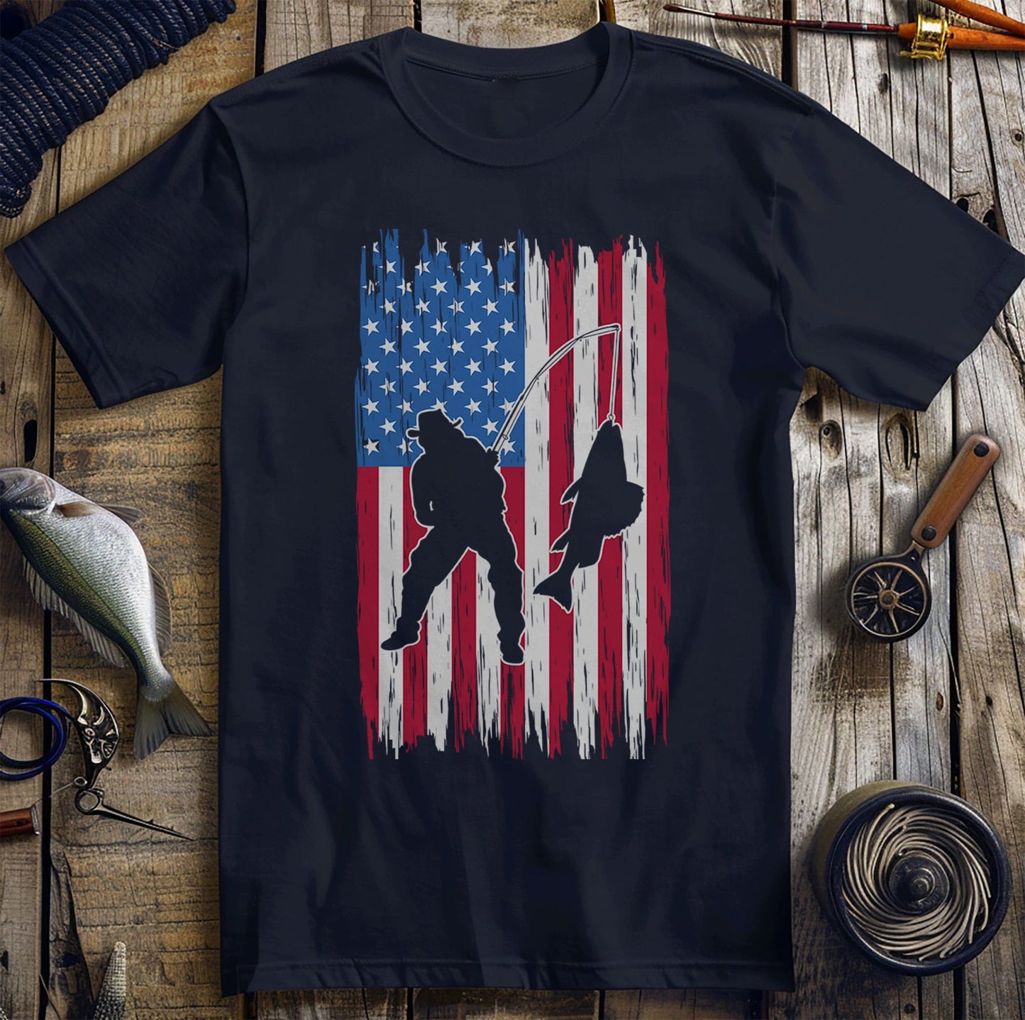 Fishing USA Flag T-Shirt