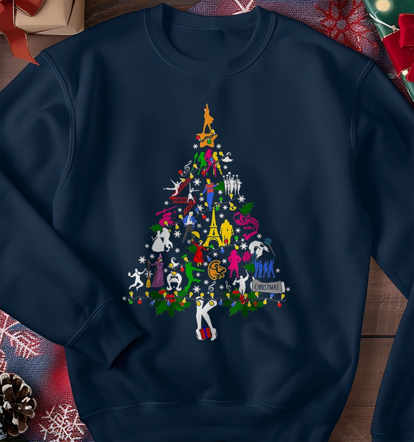 Broadway Musical Theatre Christmas Tree Sweatshirt
