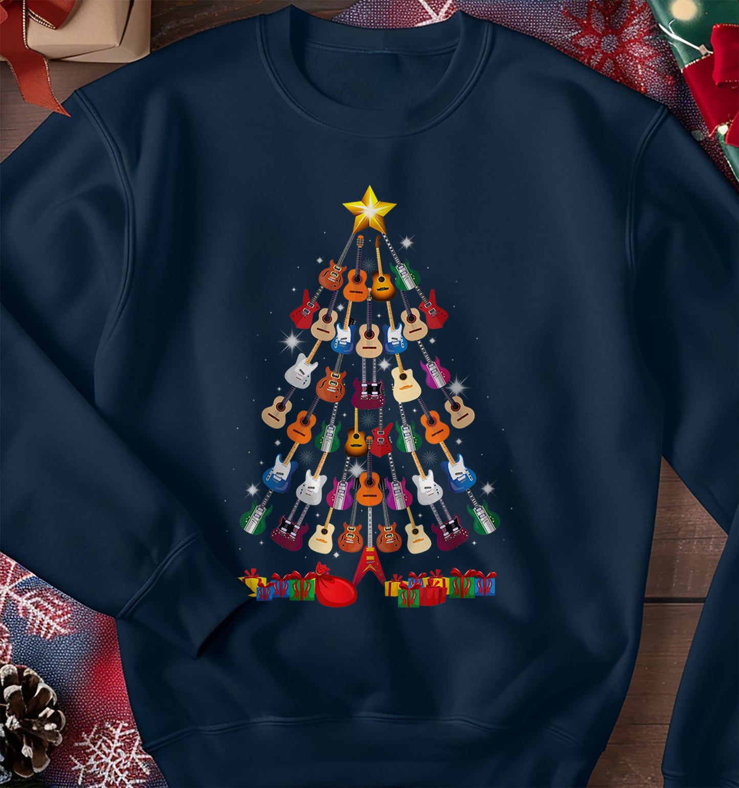 Jingle Bells & Rock 'n' Roll: Guitar Christmas Tree Sweatshirt