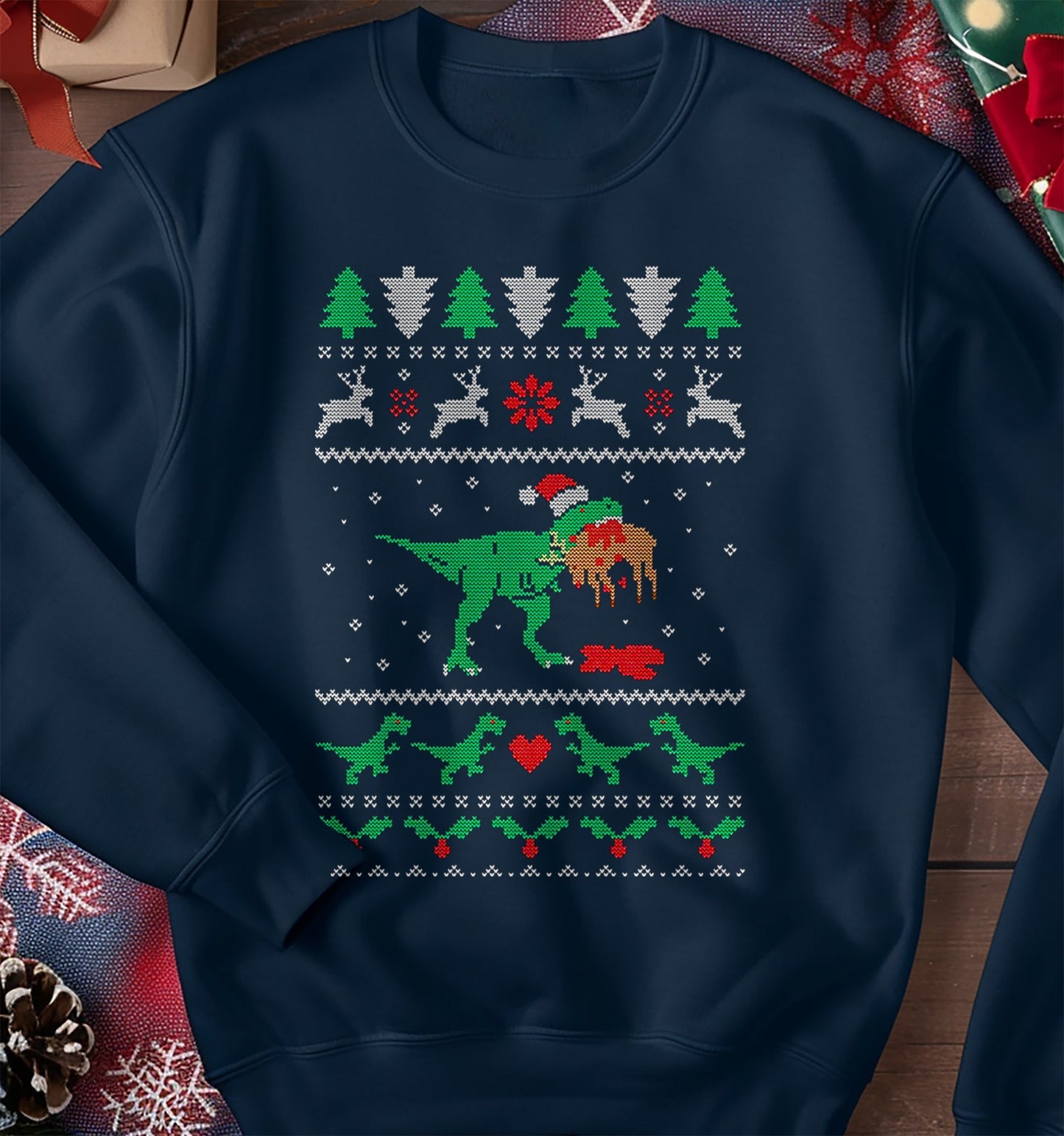 T-Rex-Reindeer-Eating Sweatshirt