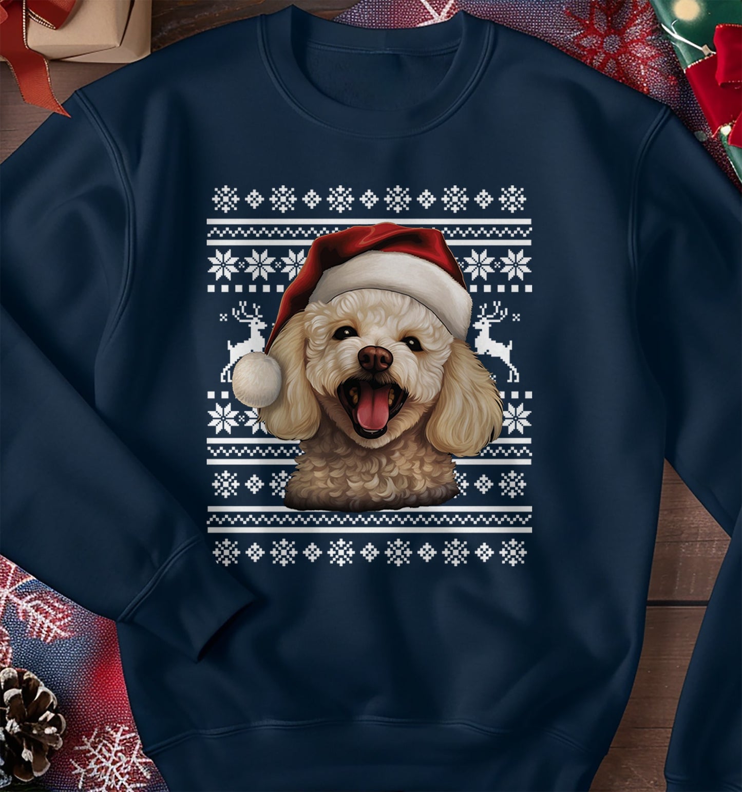 Poodle Dog Santa Hat Sweatshirt