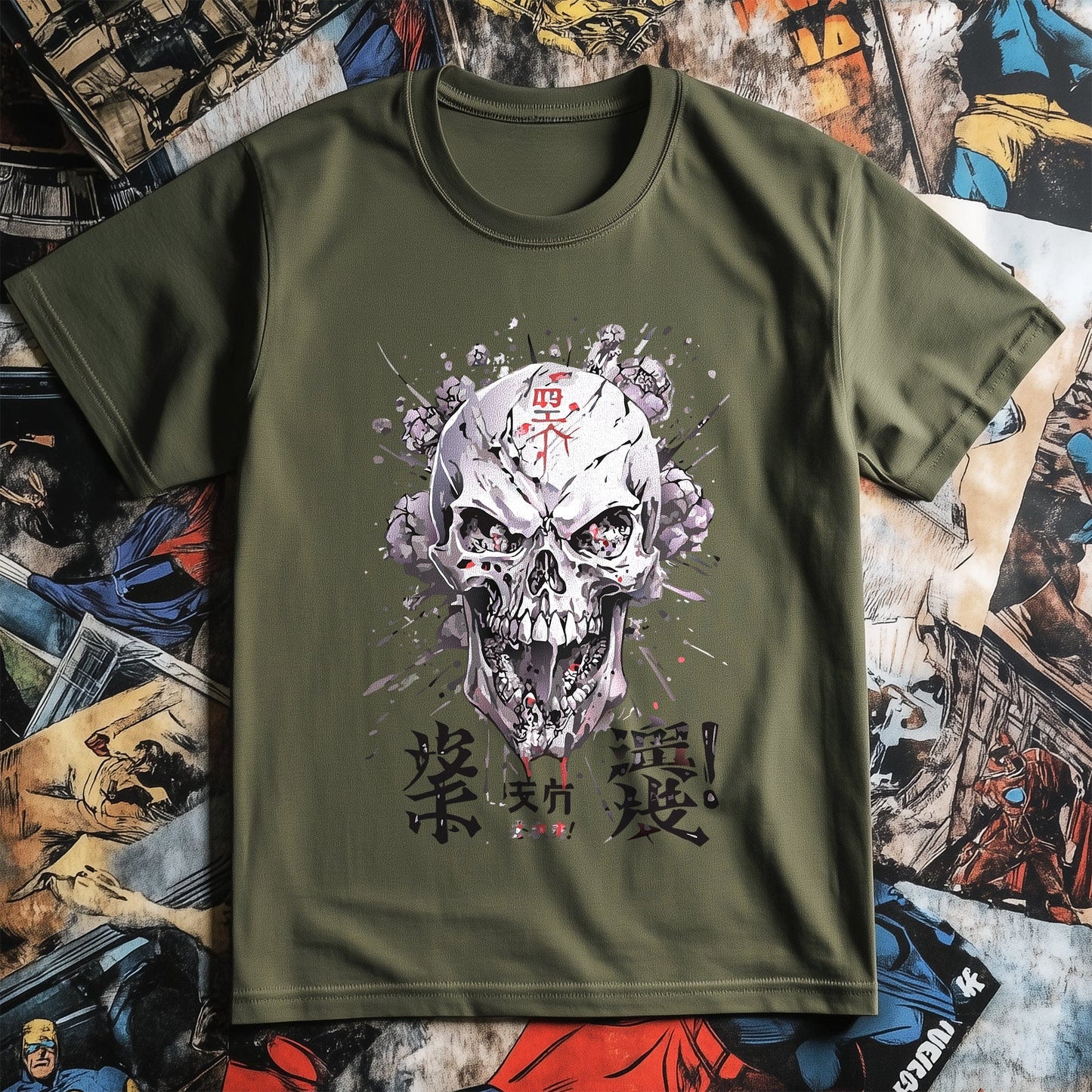 Japanese Grey Skull T-Shirt