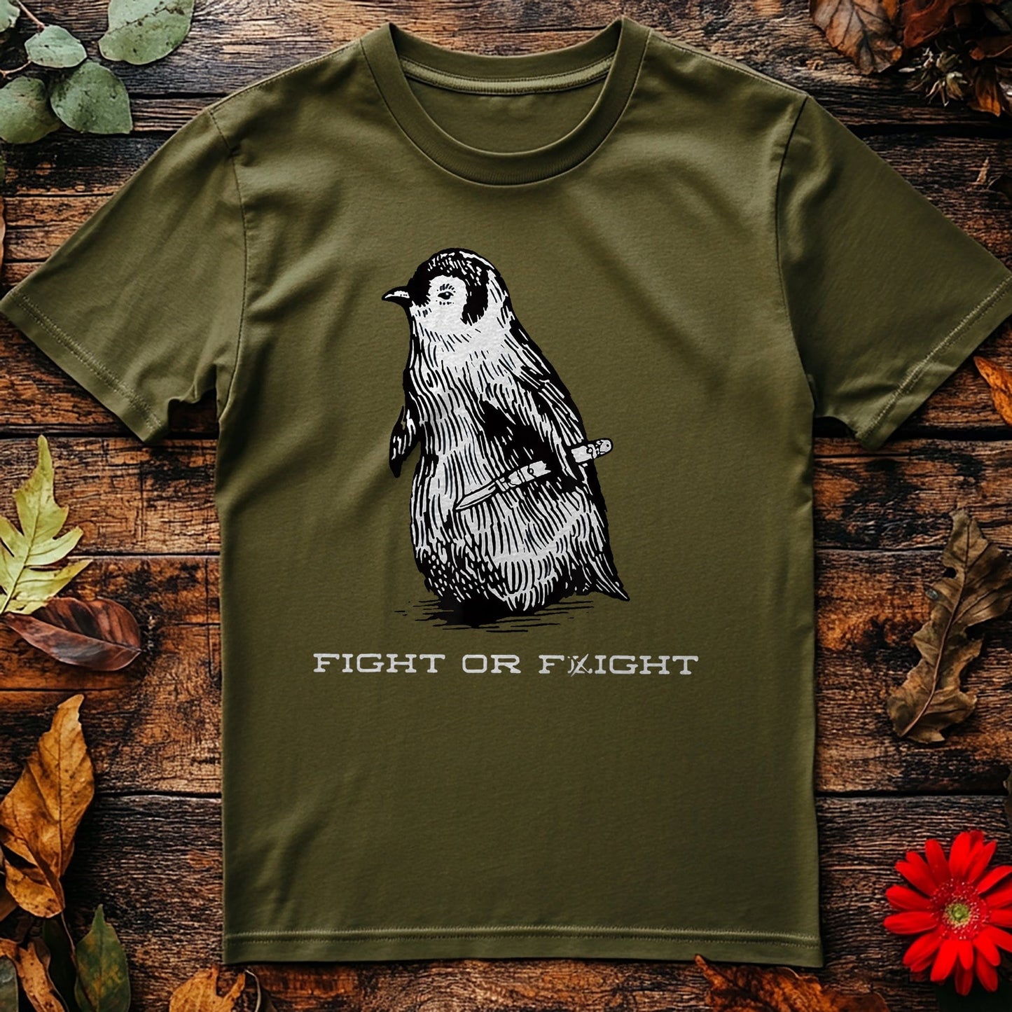 Fight or Flight Funny Penguin T-shirt