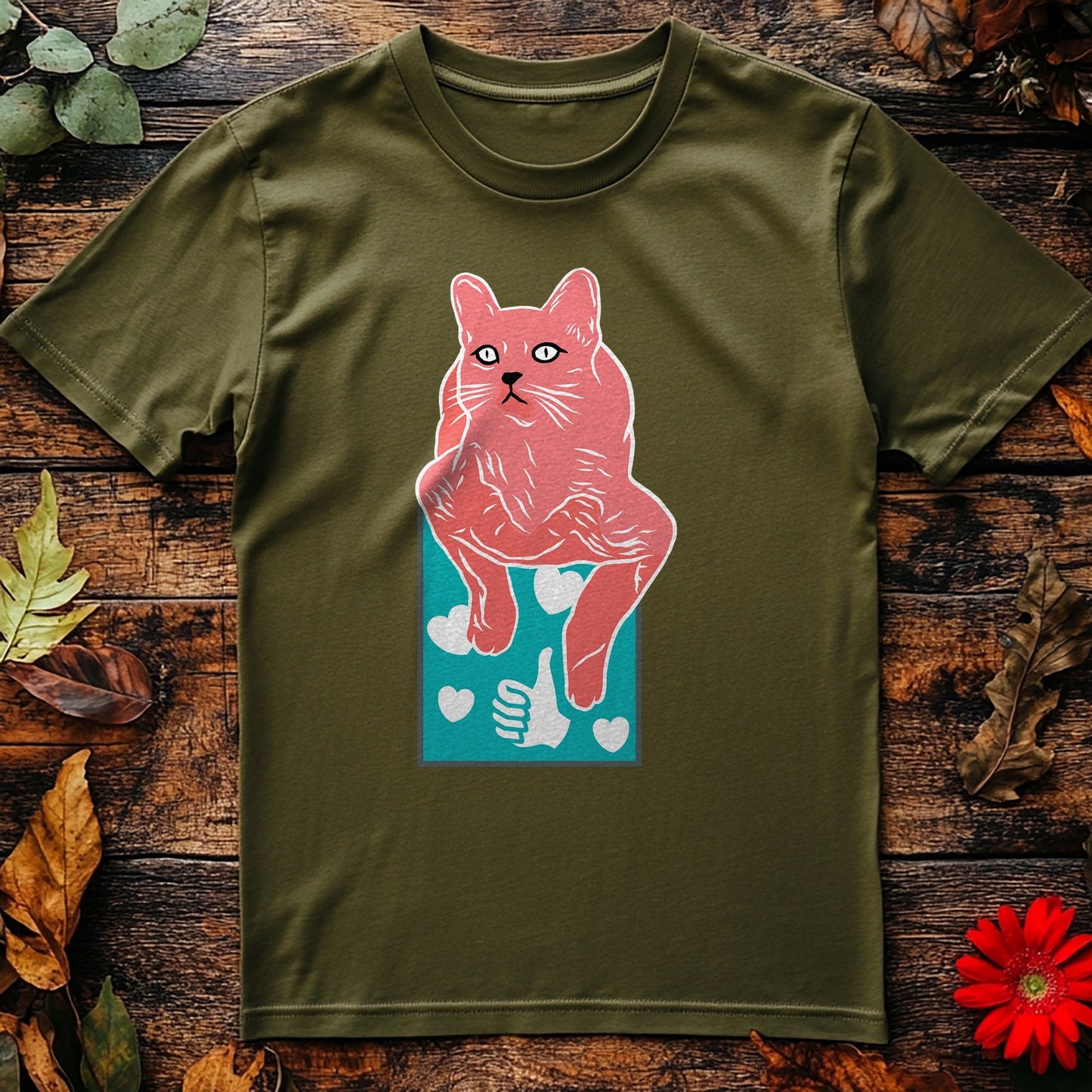 Cat Abstract Cyan T-Shirt -