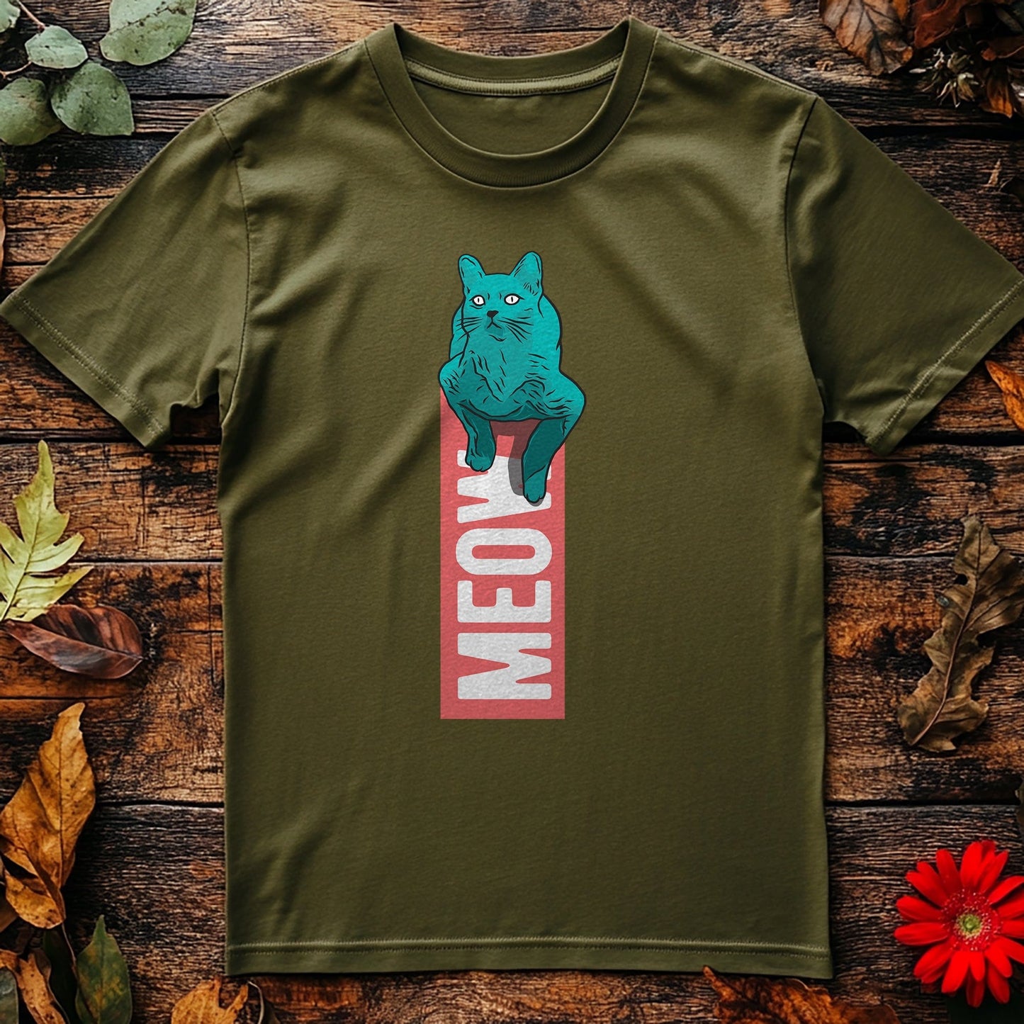 Cat Cyan Meow T-shirt
