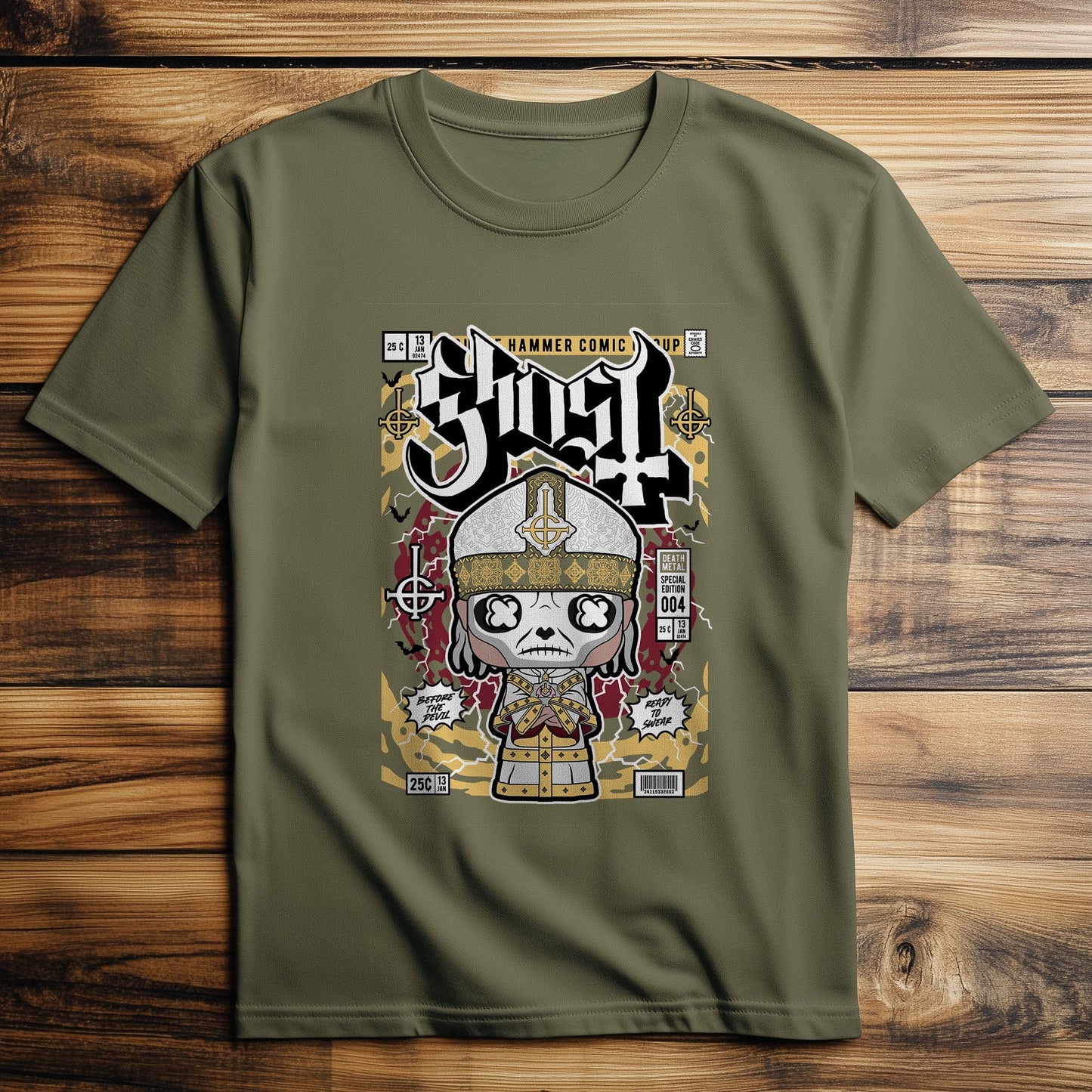 Rock Band Ghost Comic Book T-Shirt