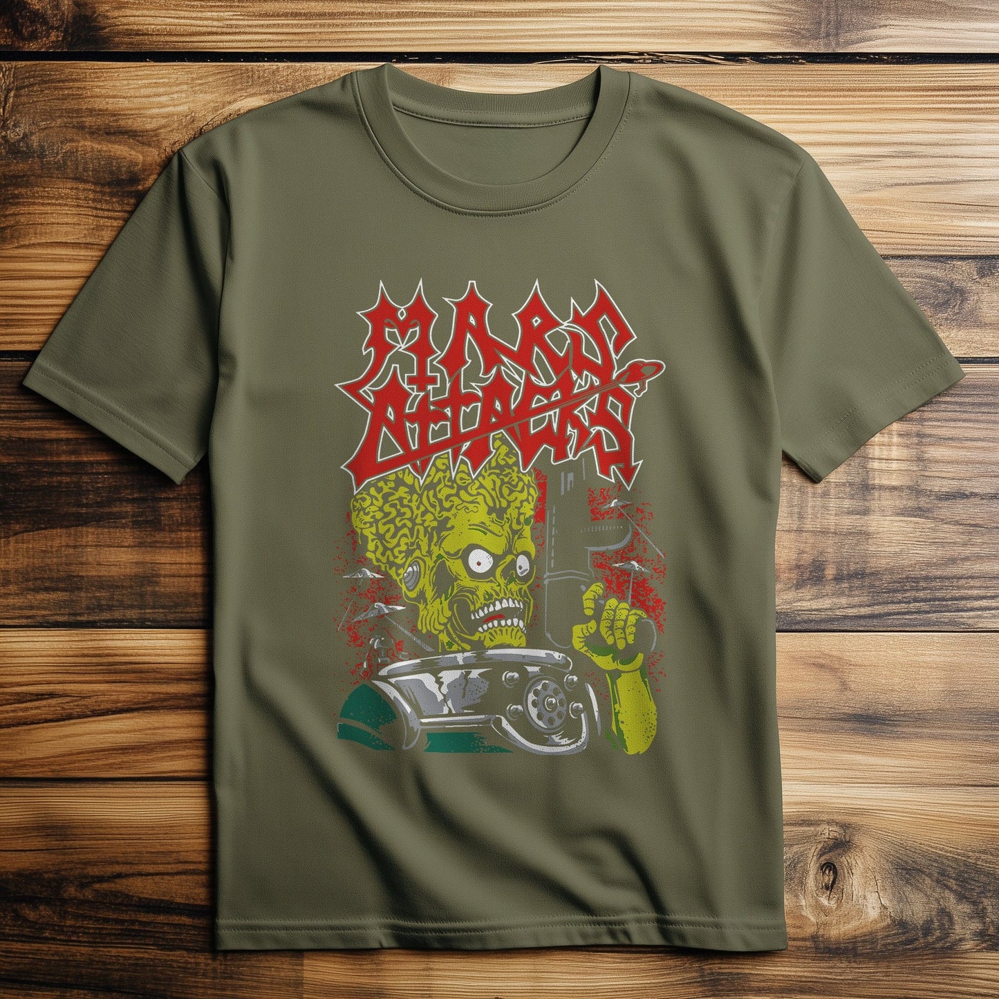 Aliens Attack Mars Retro T-shirt