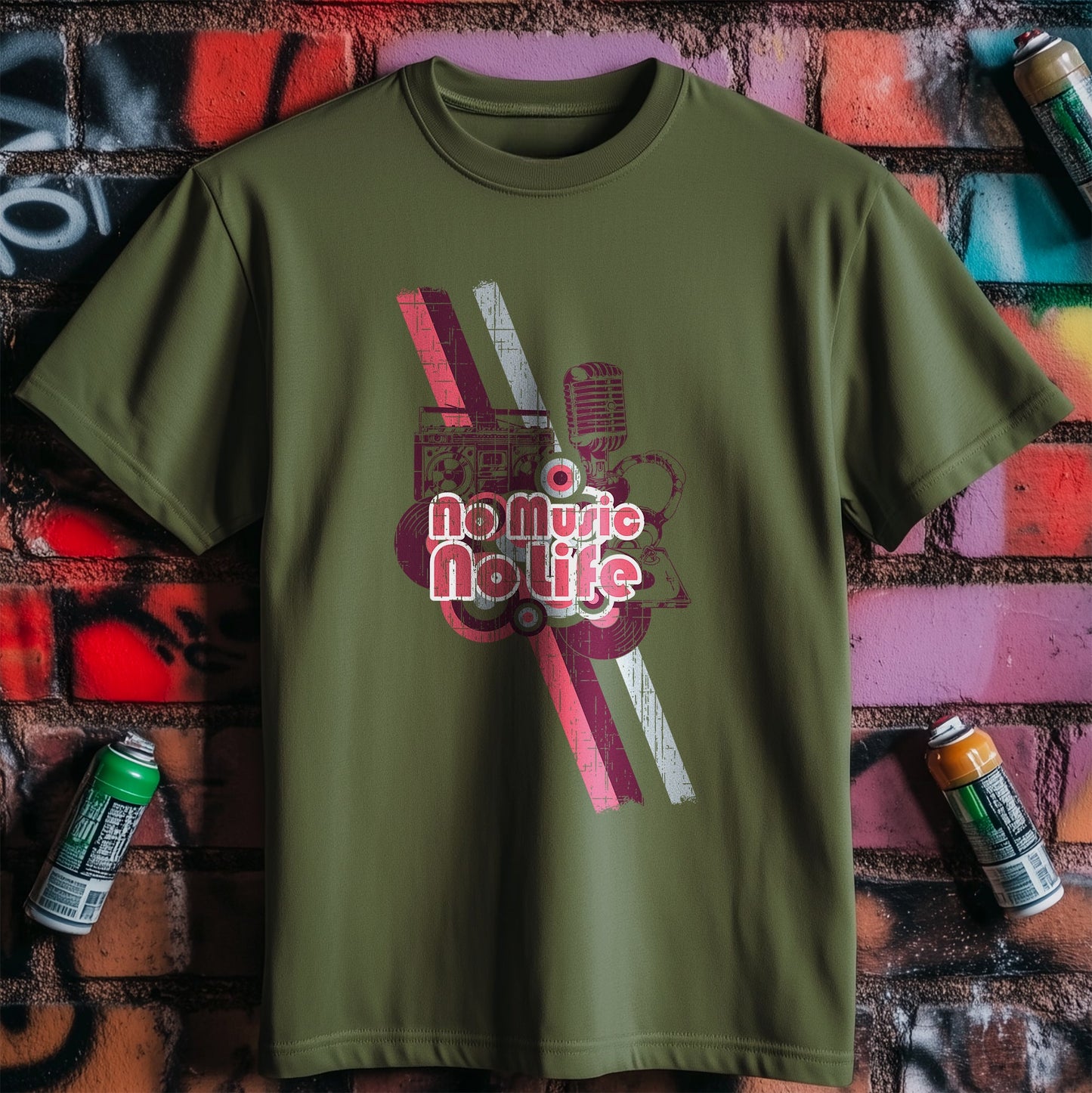 No Music No Life T-Shirt - Graffiti