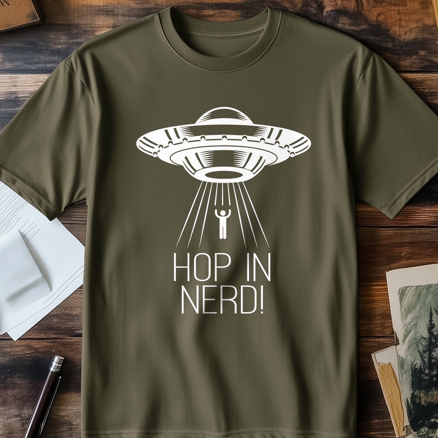 Hop-In-Nerd UFO T-Shirt - Beam Me Up,