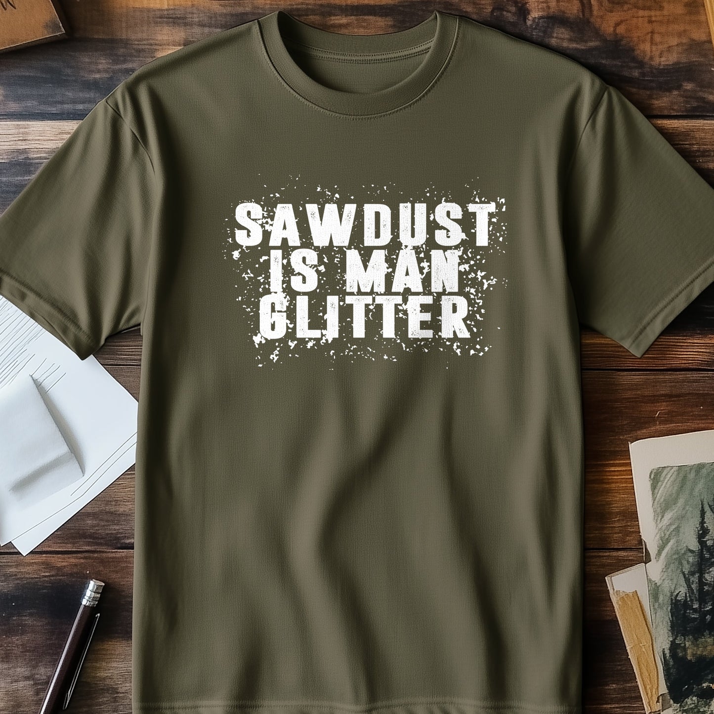 Sawdust Man Glitter T-Shirt - Funny &