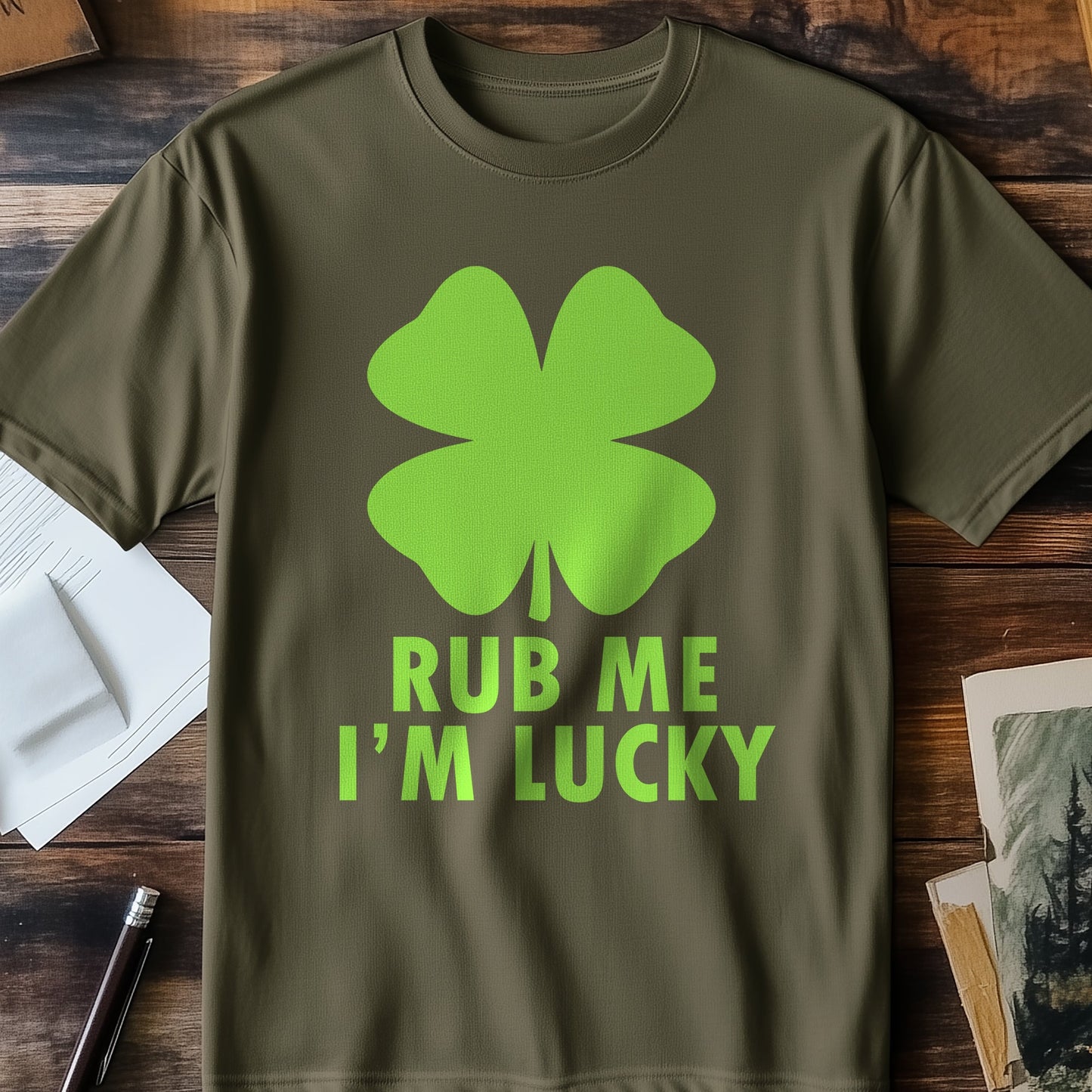 Rub-Me-I’m-Lucky Funny T-Shirt - 100%