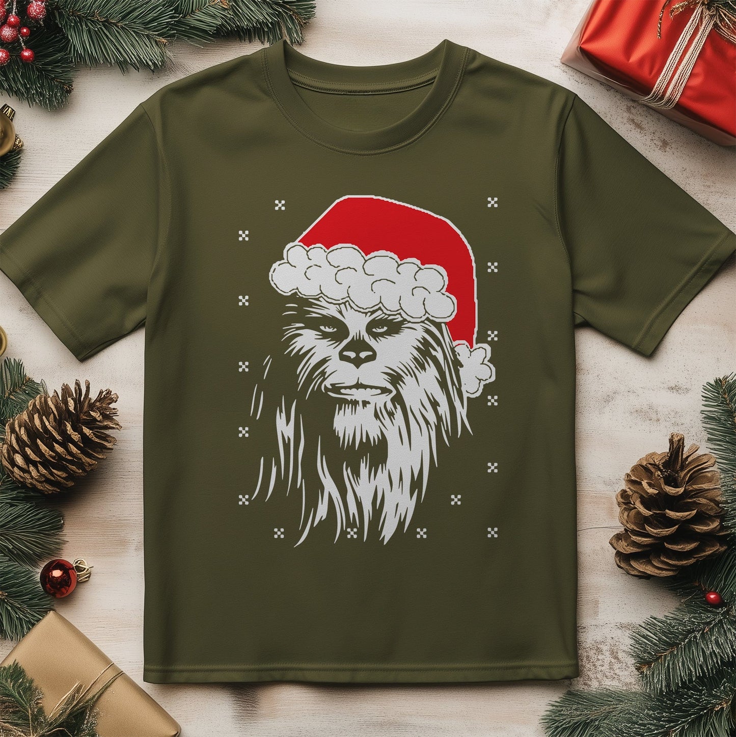 Chewbacca in Christmas Hat t-shirt -