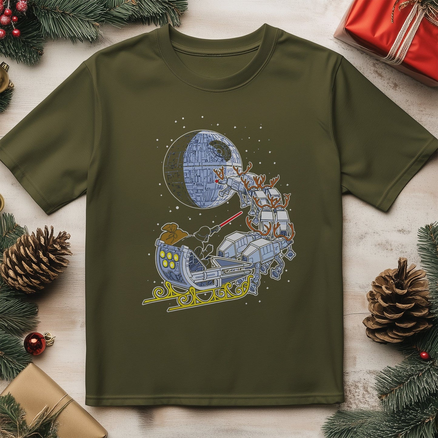 Drath Vader Santa Sleigh T-Shirt -