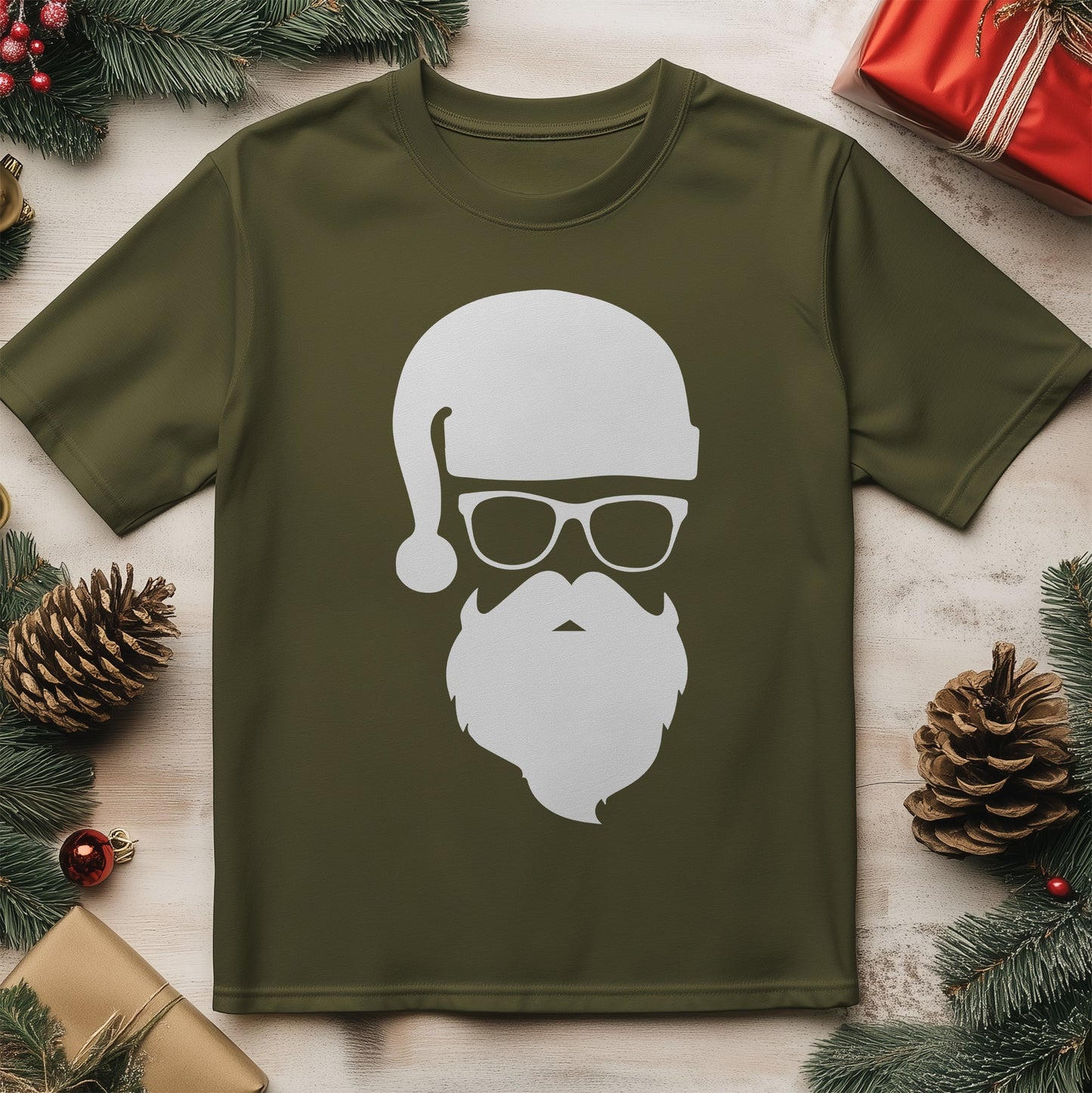 Santa Hipster Christmas T-shirt -