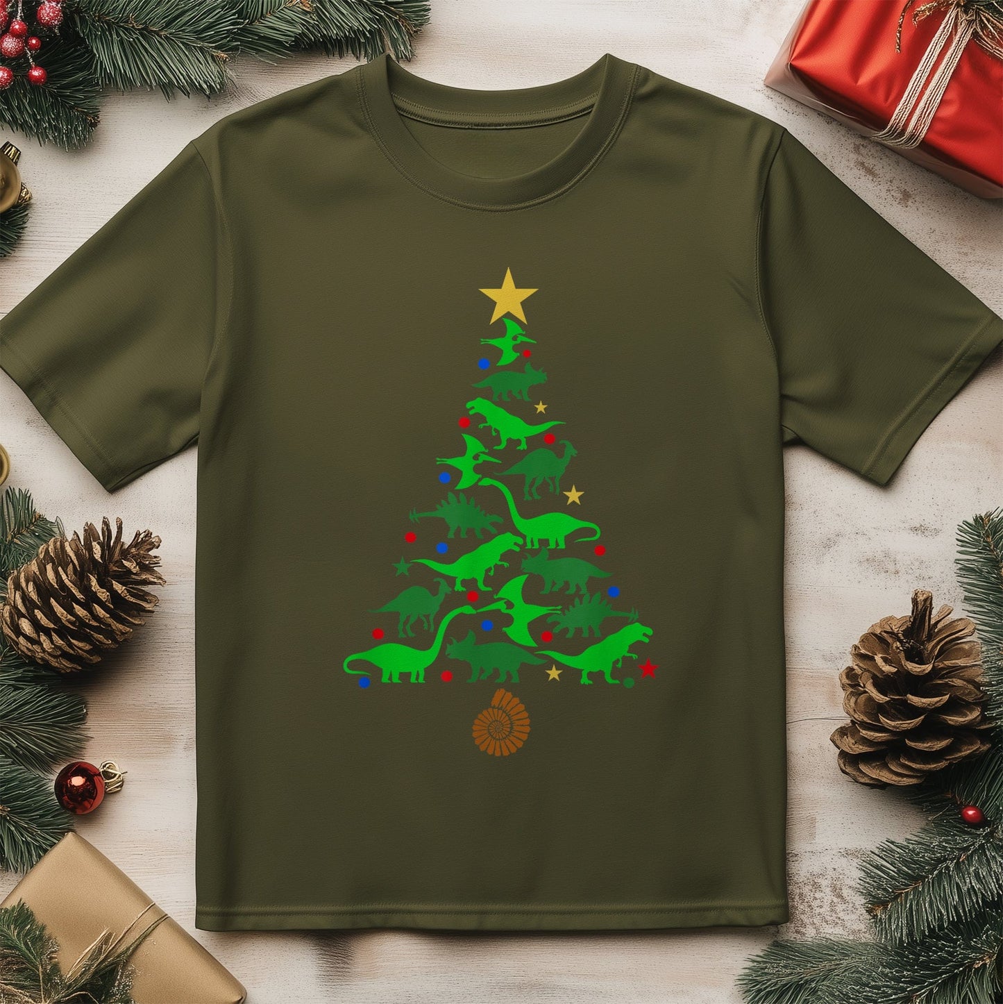 Christmas Dinosaur Tree T-shirt -