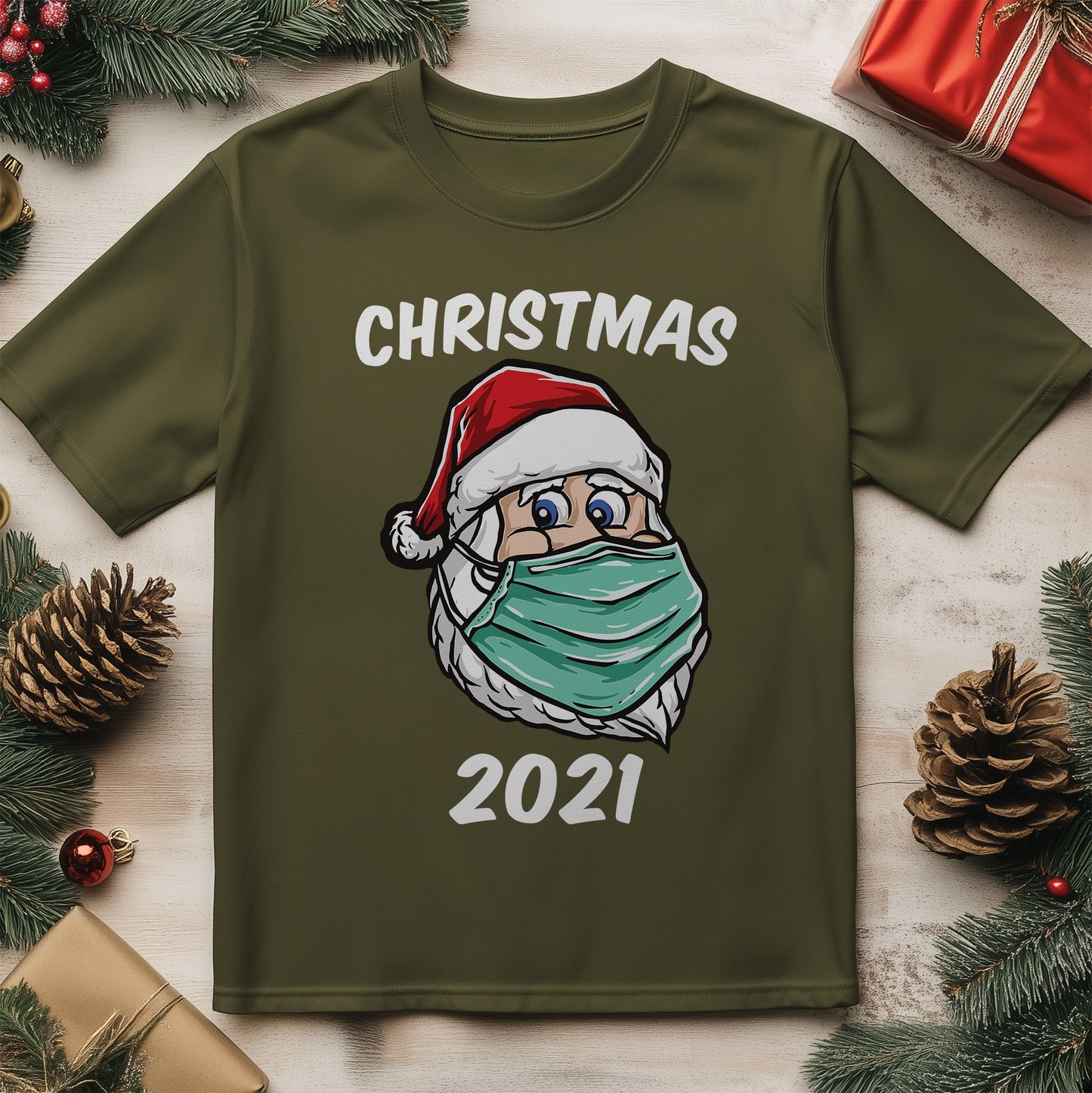 Santa Face Mask 2021 T-Shirt -
