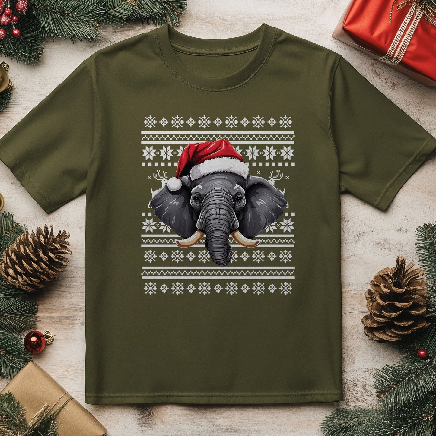 Elephant Santa Hat T-Shirt - Jolly