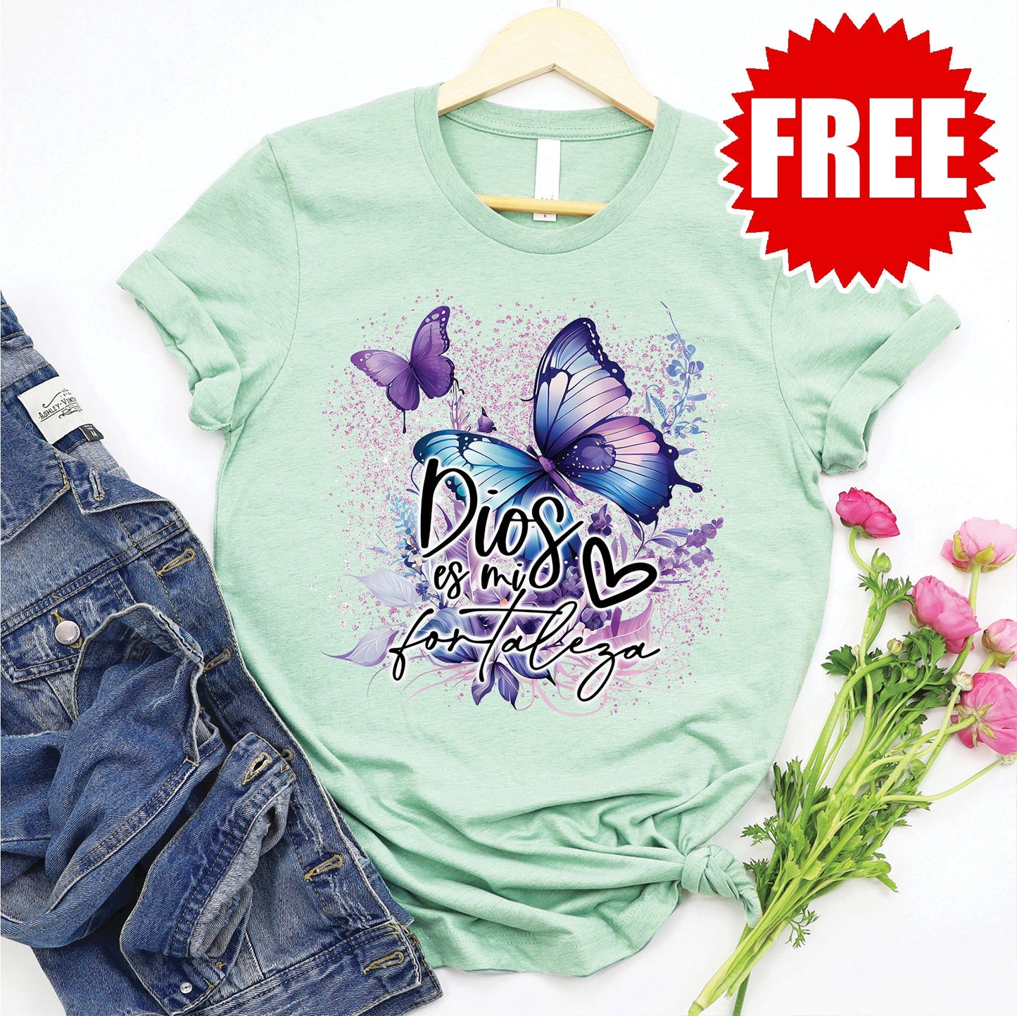 Dios Es Mi Tee - Heather Honeydew - 0