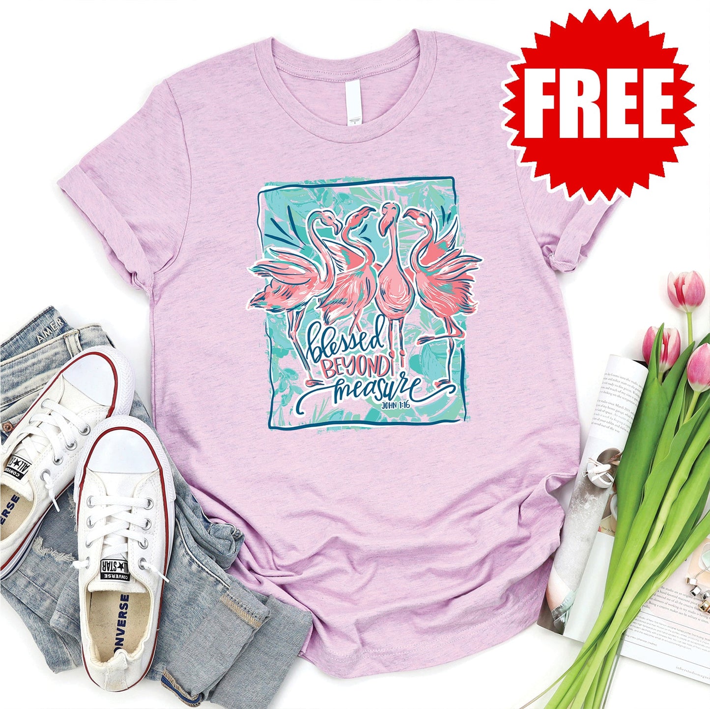 Blessed Beyond Measure Tee - Heather Lilac - 0