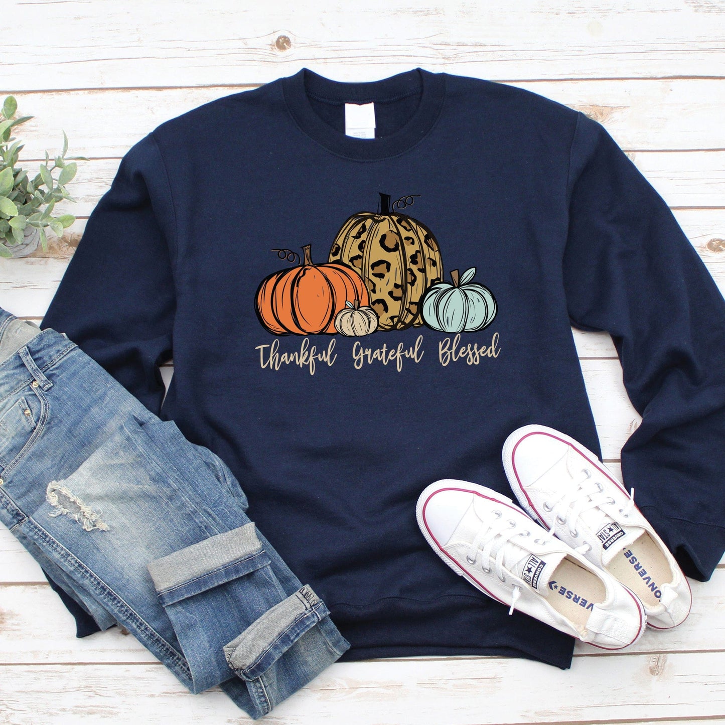 Thankful Grateful Blessed Pumpkin Sweatshirt - 5