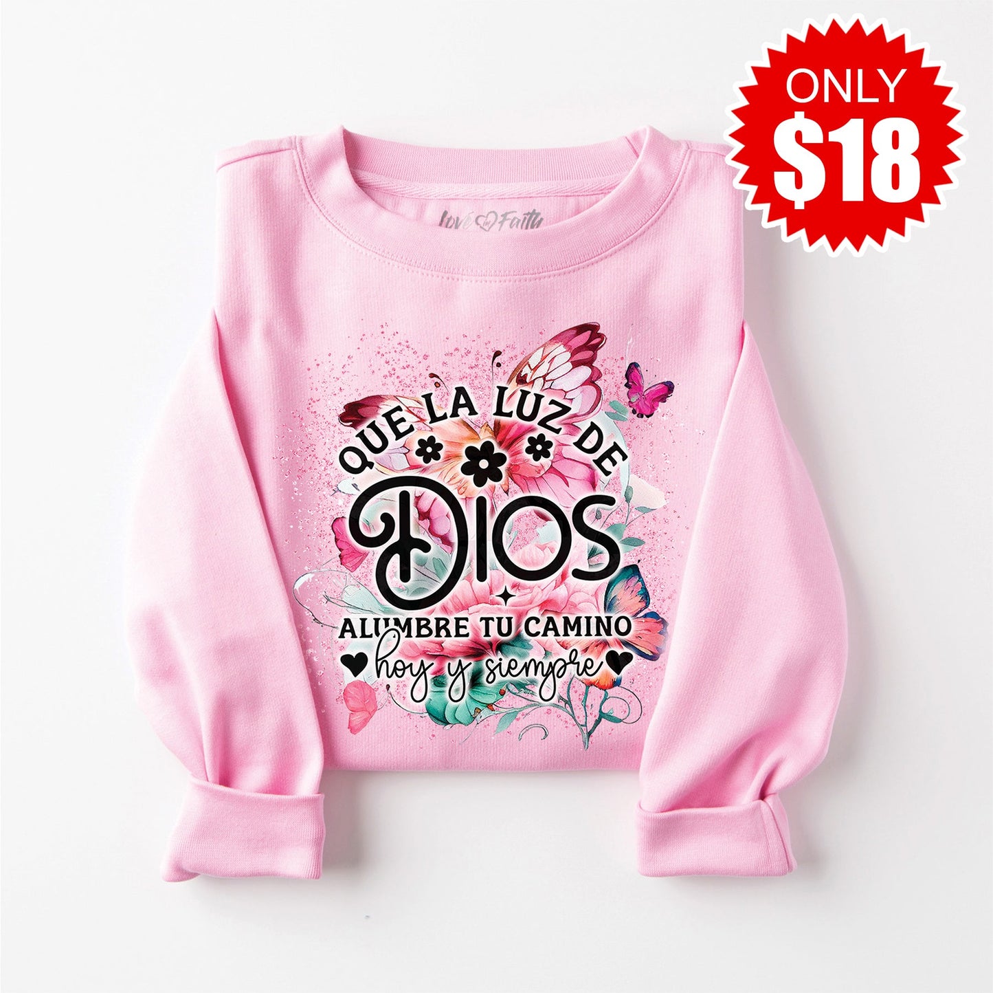 Que La Luz De Dios Sweatshirt - Heather Bubble Gum - 18