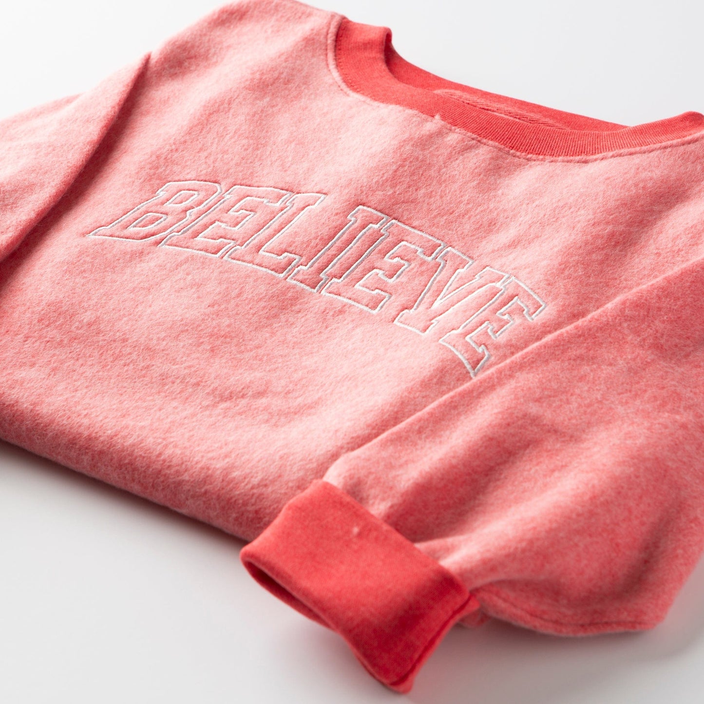 Embroidered Believe Fuzzy Sweatshirt