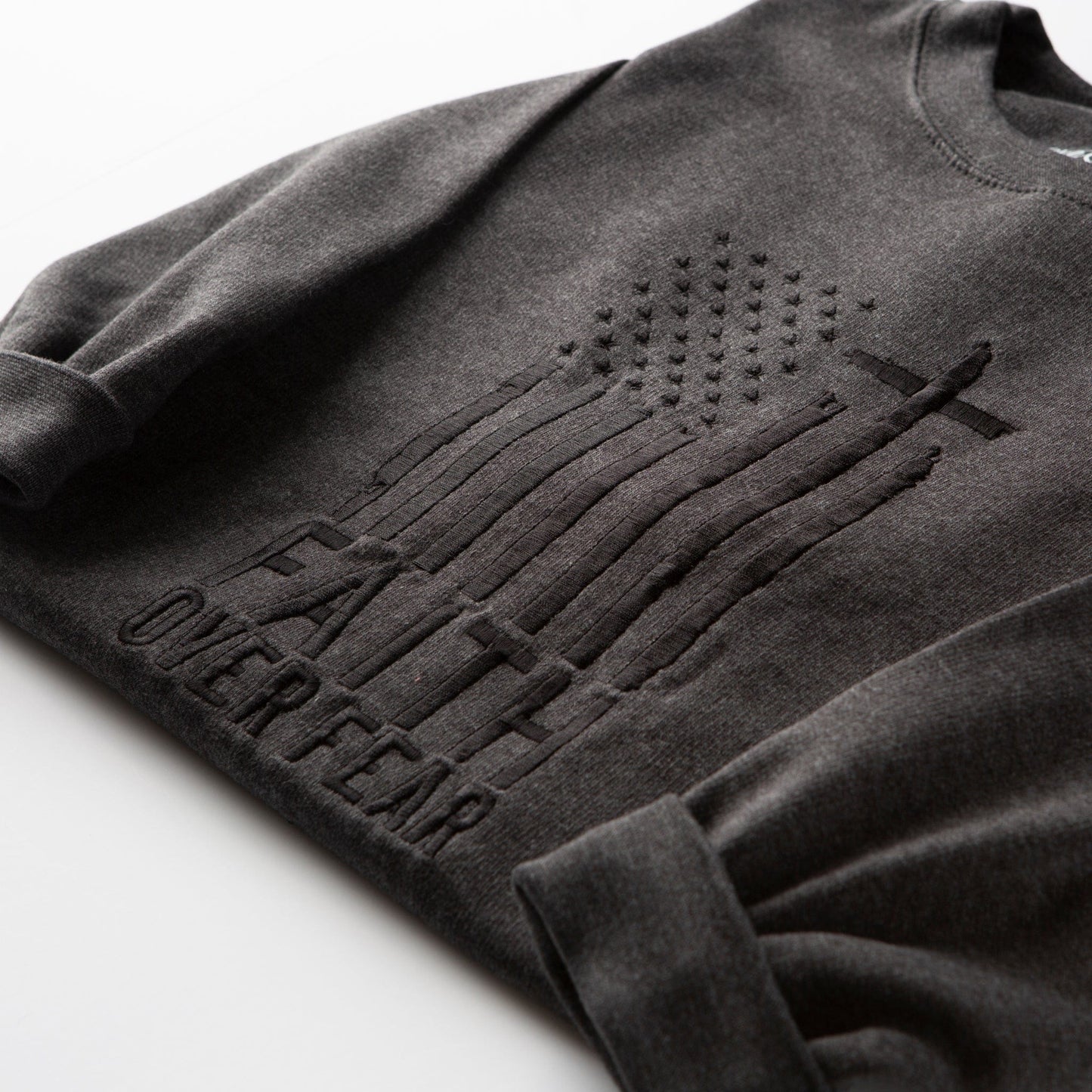 Embroidered Faith Over Fear Men's Sweatshirt - 20
