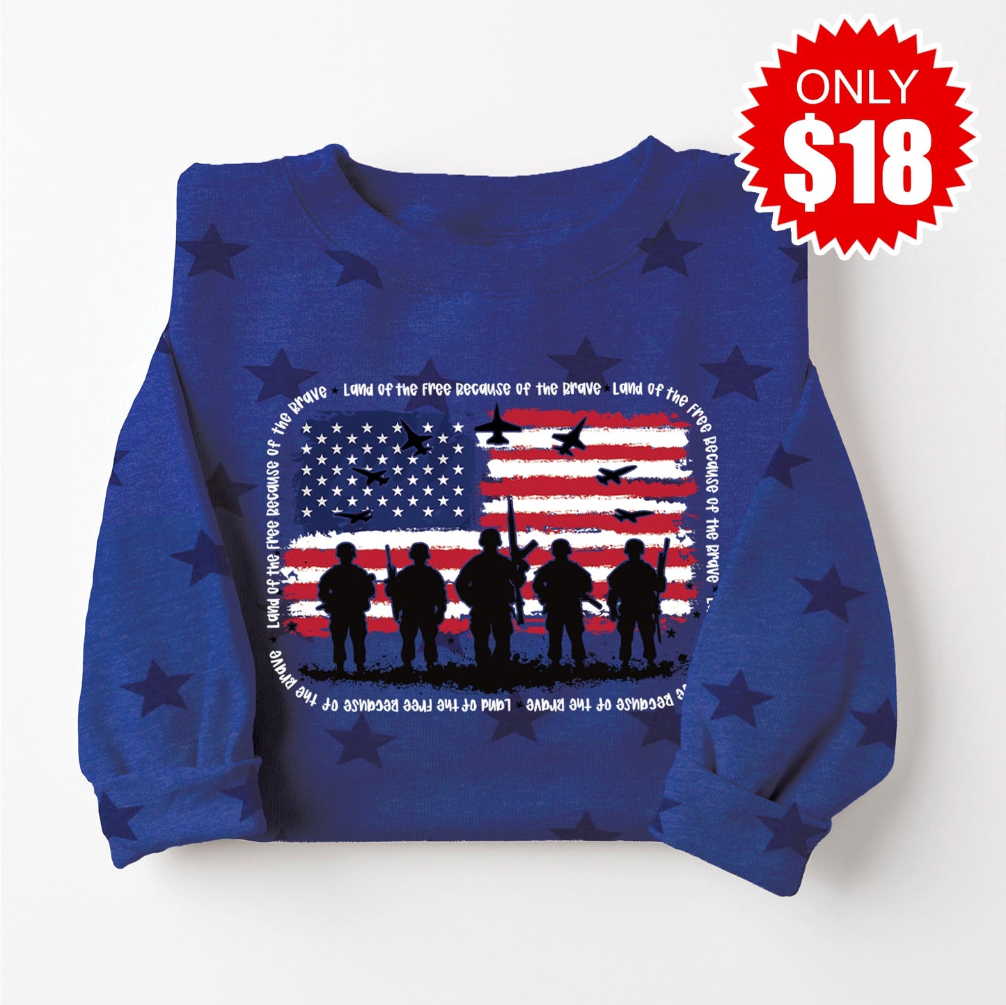 Veterans Sweatshirt - Blue Star Print - 18