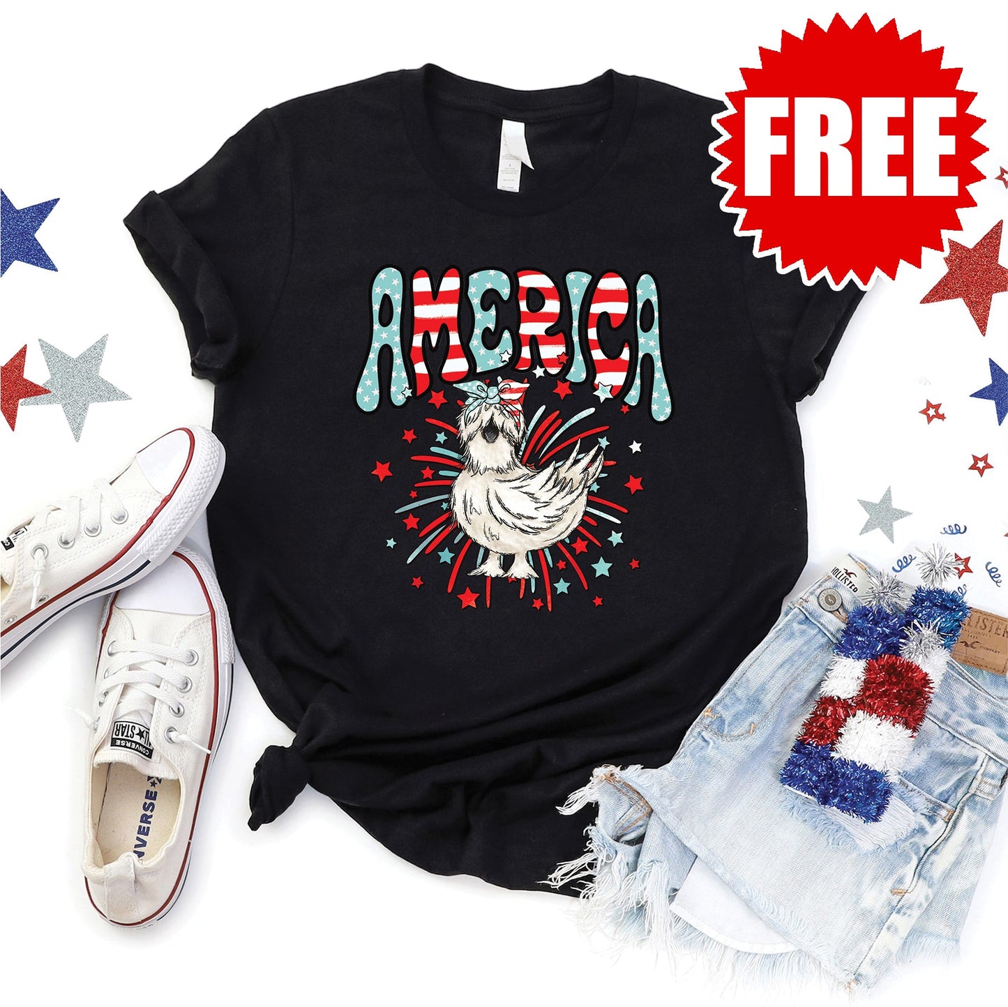 America Chicken Tee - Black - 0 Style001