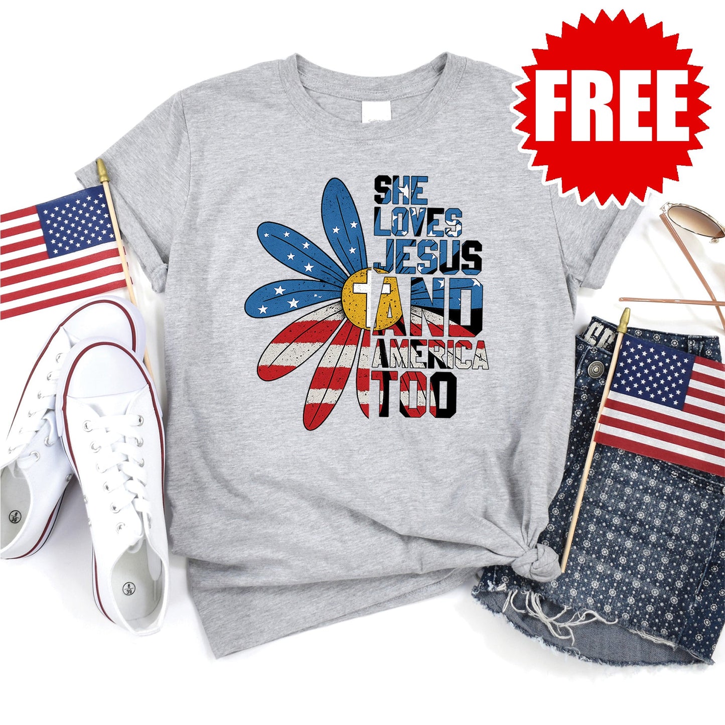 She Loves Jesus Tee - Heather Grey - 0 Style001