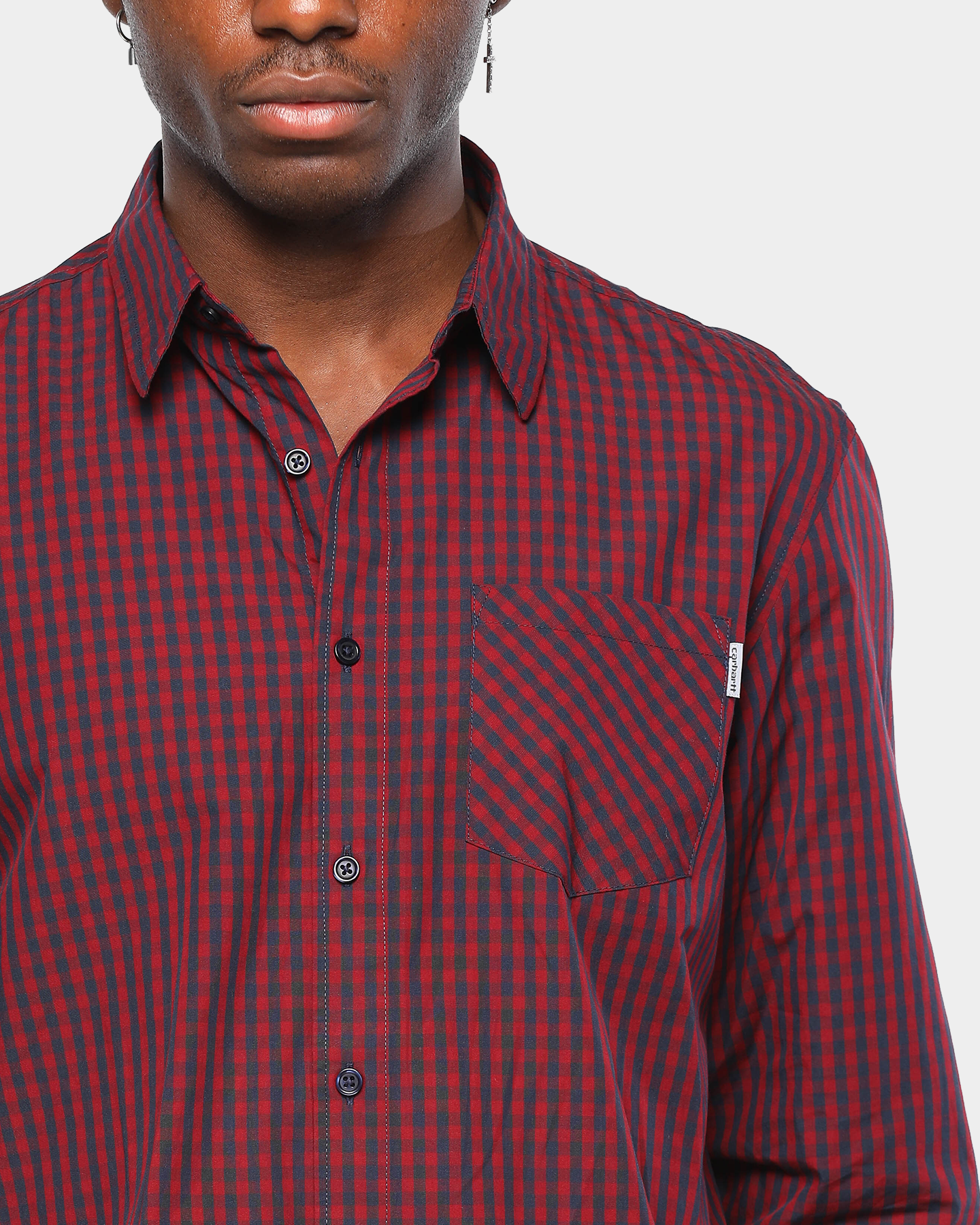 Carhartt Preston L/S Shirt Navy/Burgundy