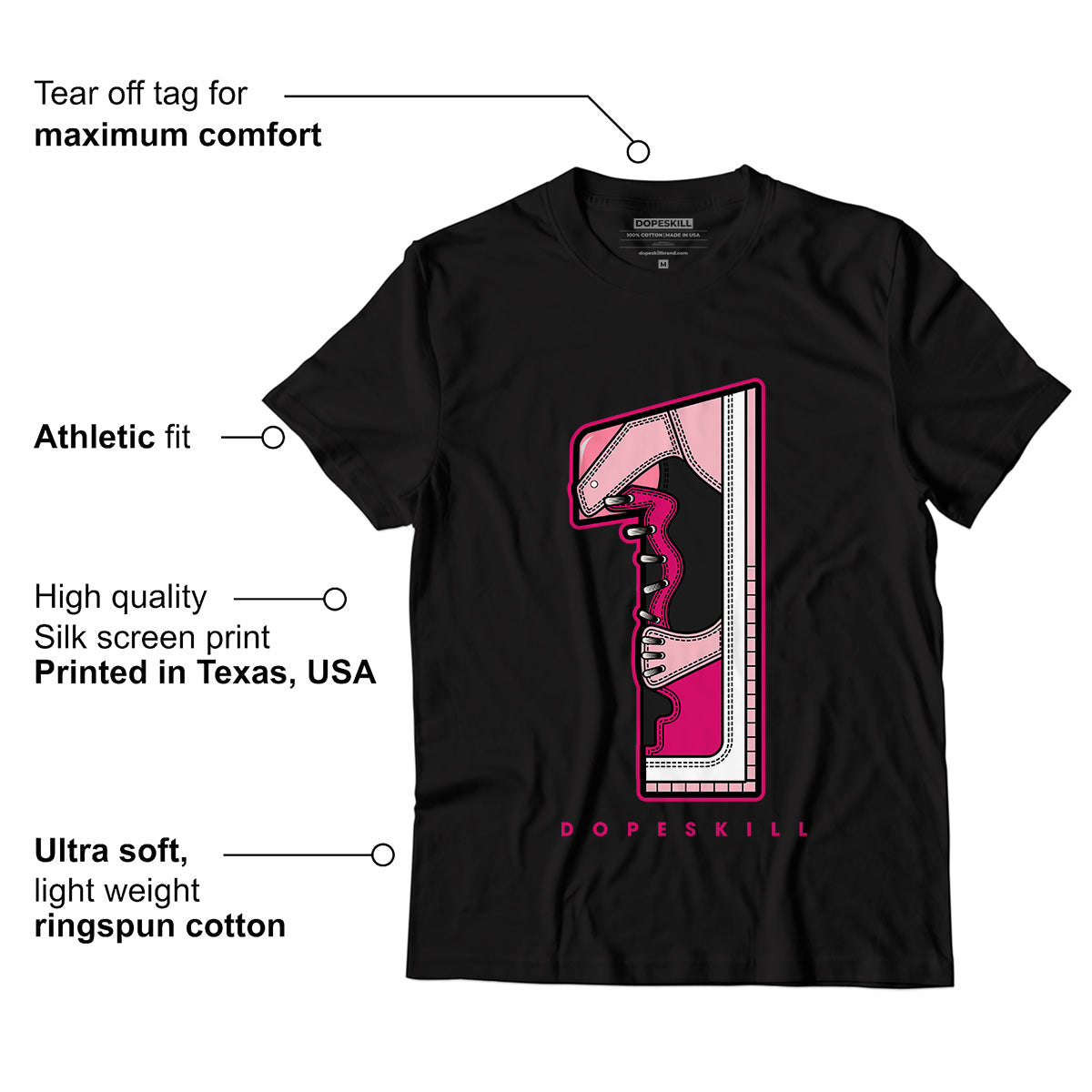 AJ 1 Mid Coral Chalk DopeSkill T-Shirt No.1 Graphic