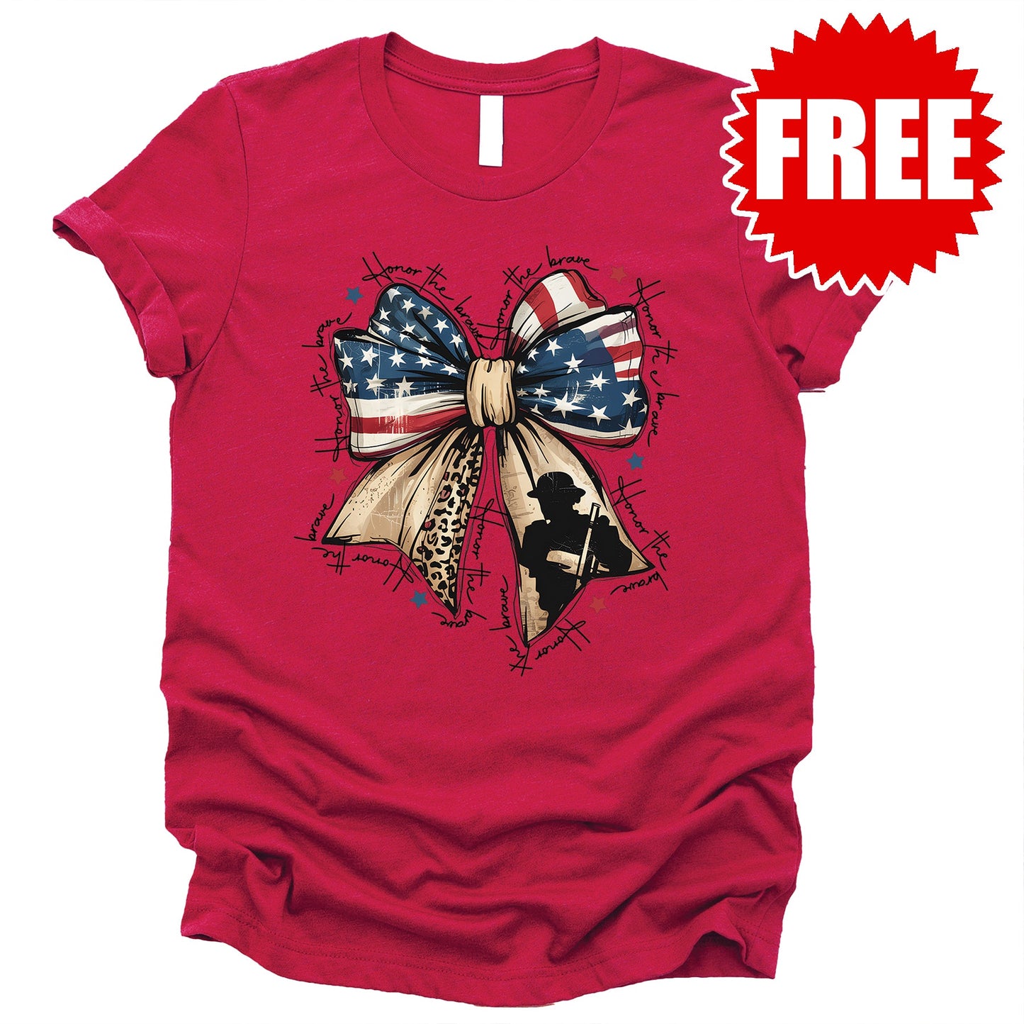 Veteran Ribbon Tee - Heather Scarlet - 0