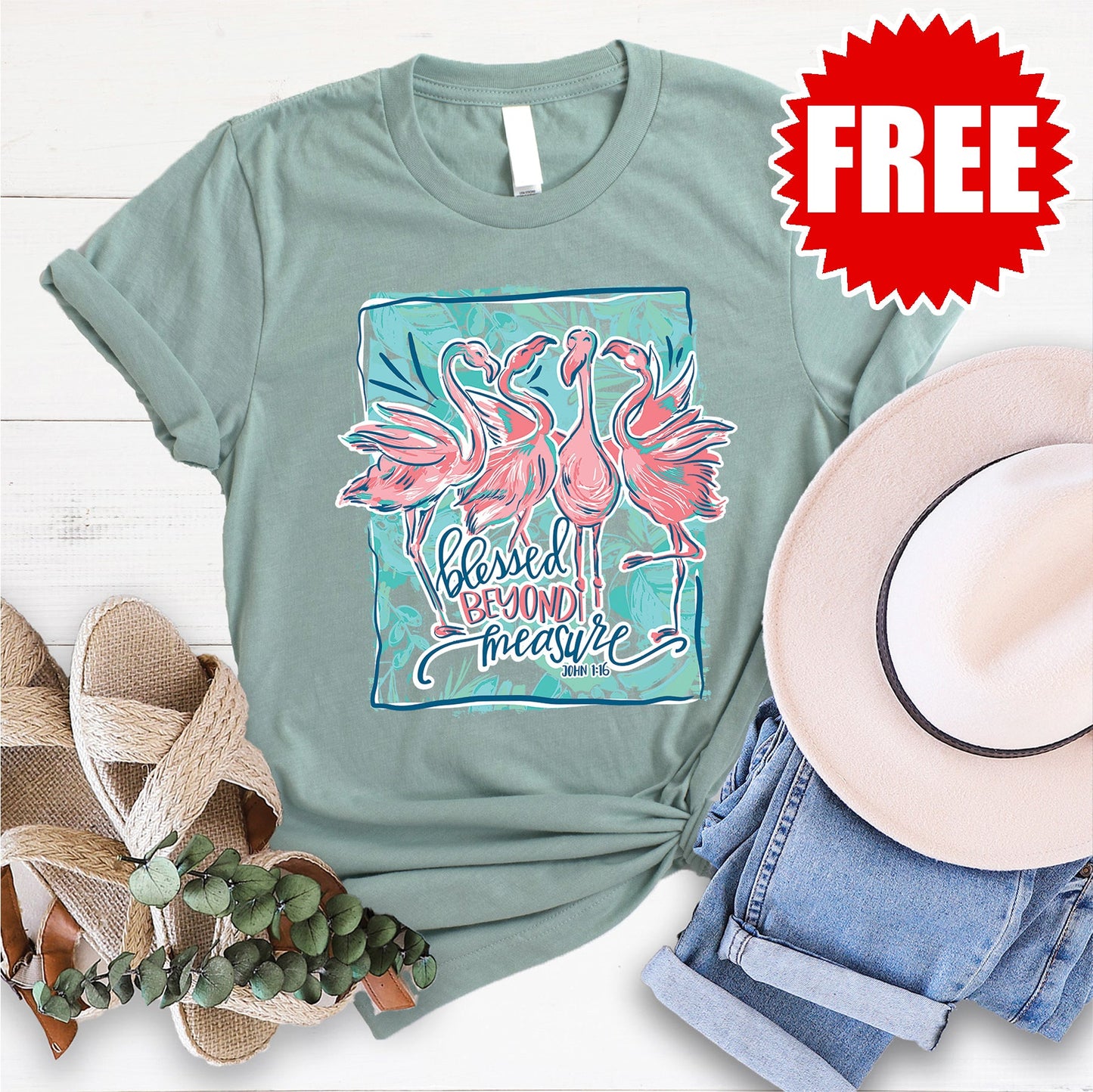 Blessed Beyond Measure Tee - Heather Sage - 0